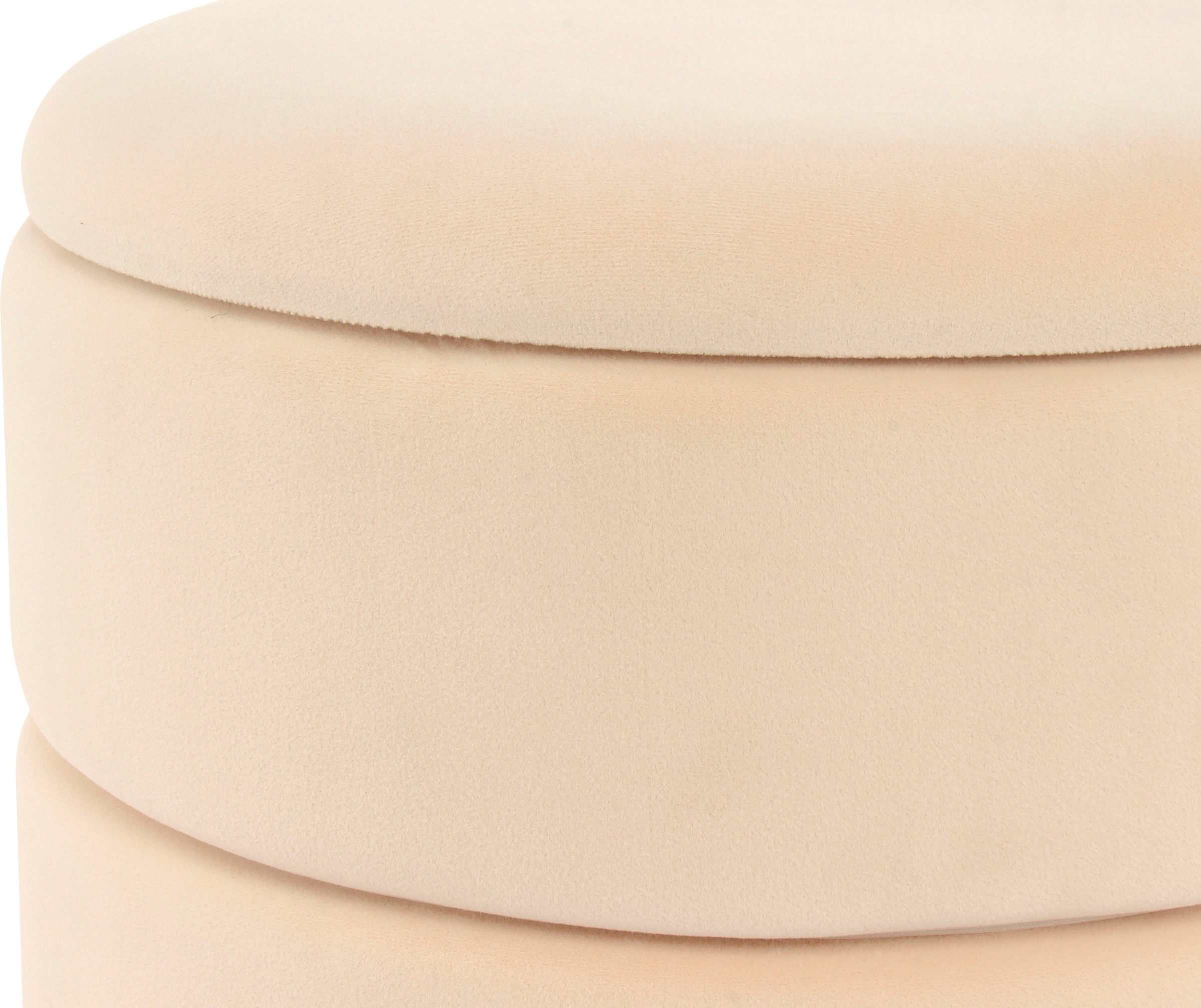 Kayoom Stauraumhocker »Hocker Zero 525, Sitzhocker mit Komfort,runde, moderne Form«, (1 St.), glamourös, elegant, mit Stauraum, Bezug aus samtweichem Stoff