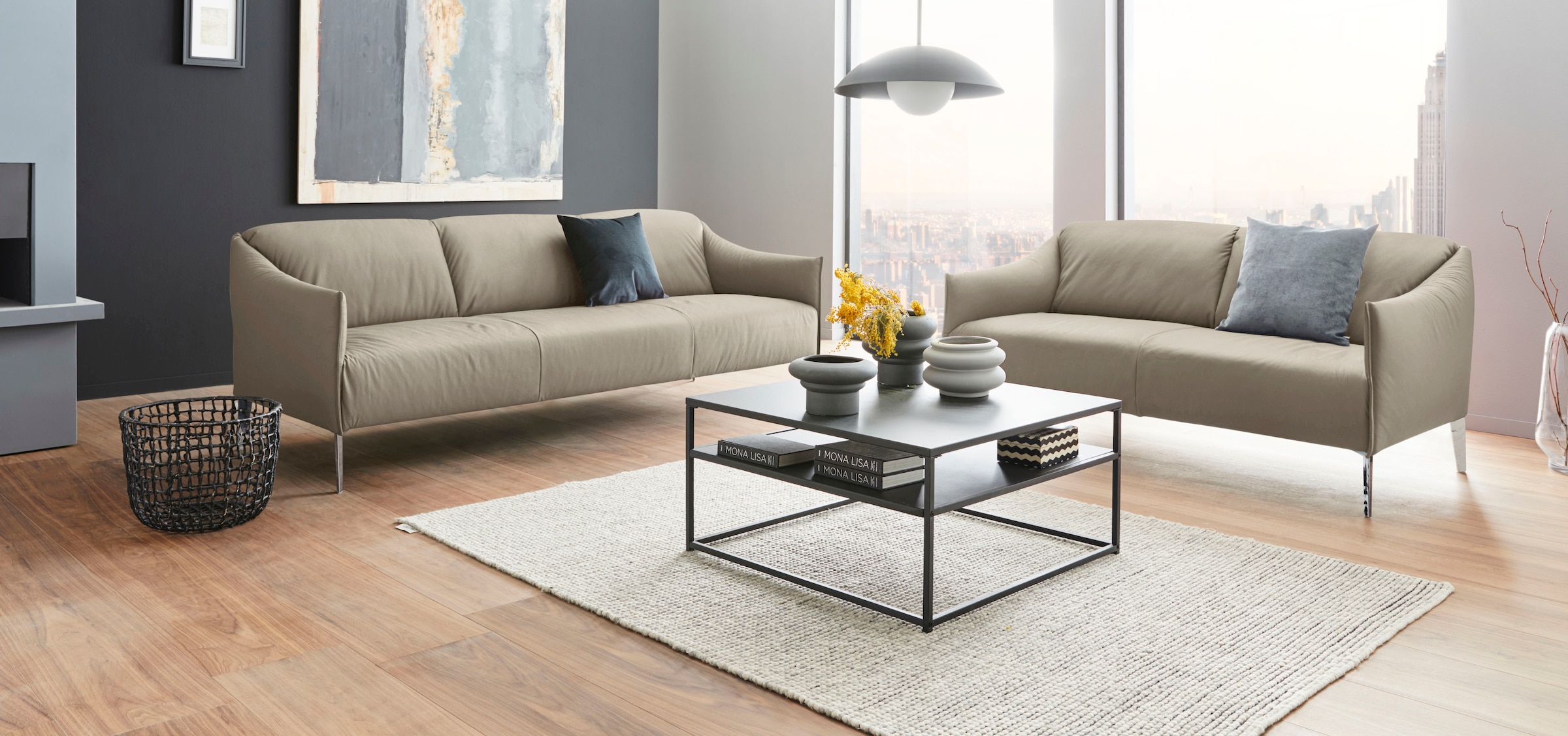 W.SCHILLIG 2,5-Sitzer »sally Designsofa mit schmalen Armlehnen, bequem und elegant« mit Metall-Winkelfüßen in Chrom glänzend, Breite 174 cm