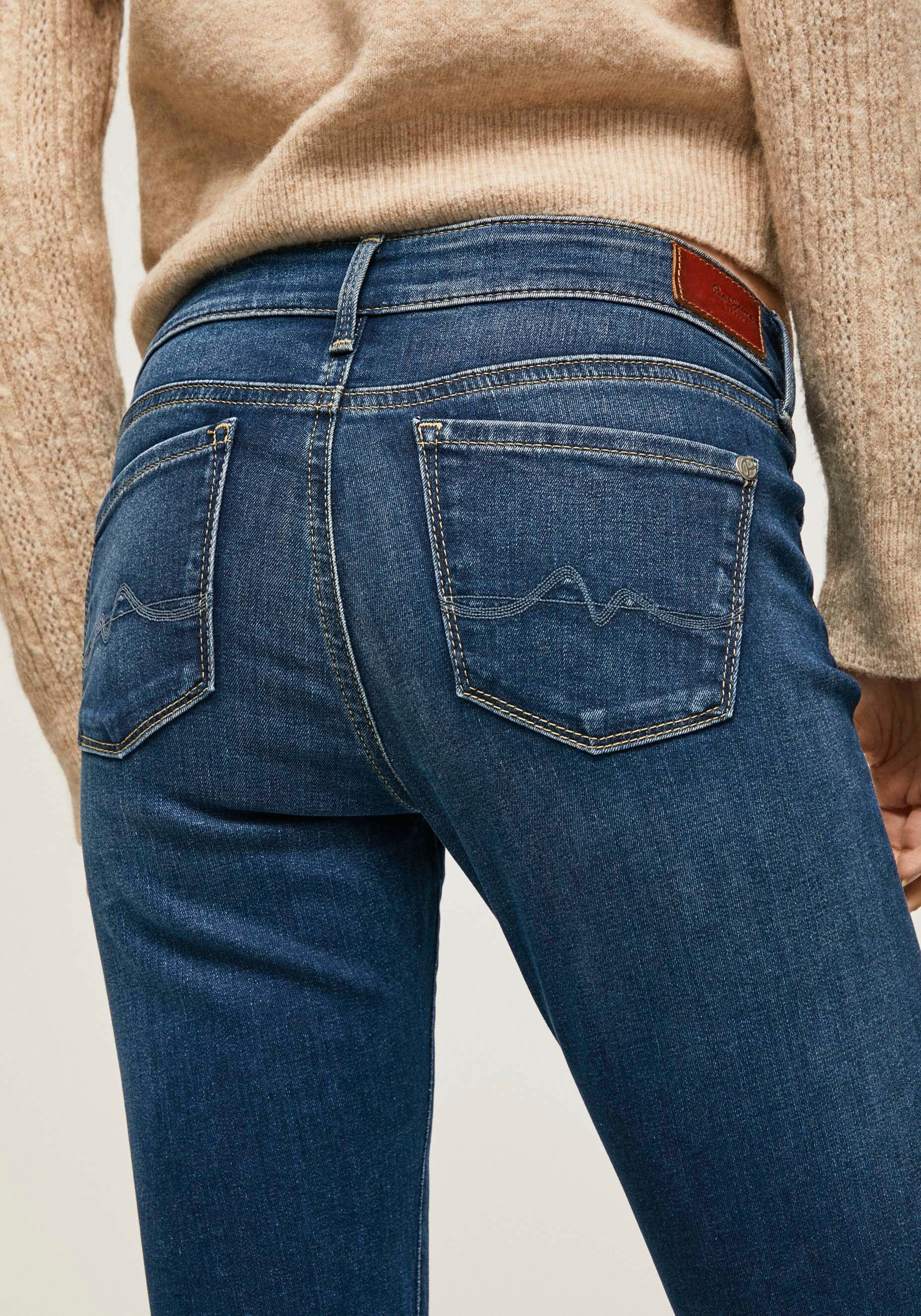 Skinny-fit-Jeans im online Stretch-Anteil Pepe »SOHO«, bestellen bei 5-Pocket-Stil Bund Jeans mit und OTTO 1-Knopf