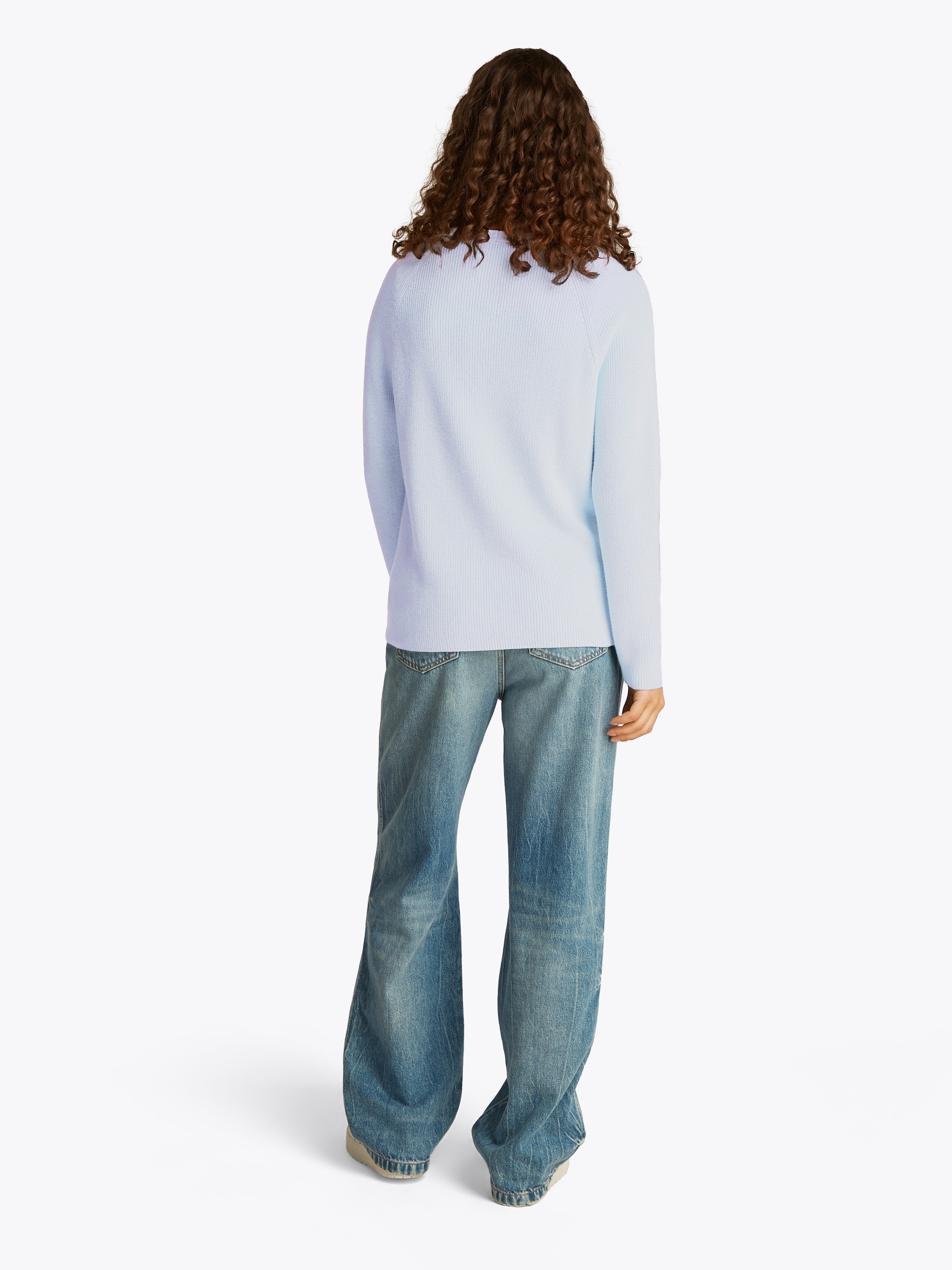 Tommy Hilfiger Strickpullover »CO CARDI STITCH V-NK LS«, mit Logostickerei