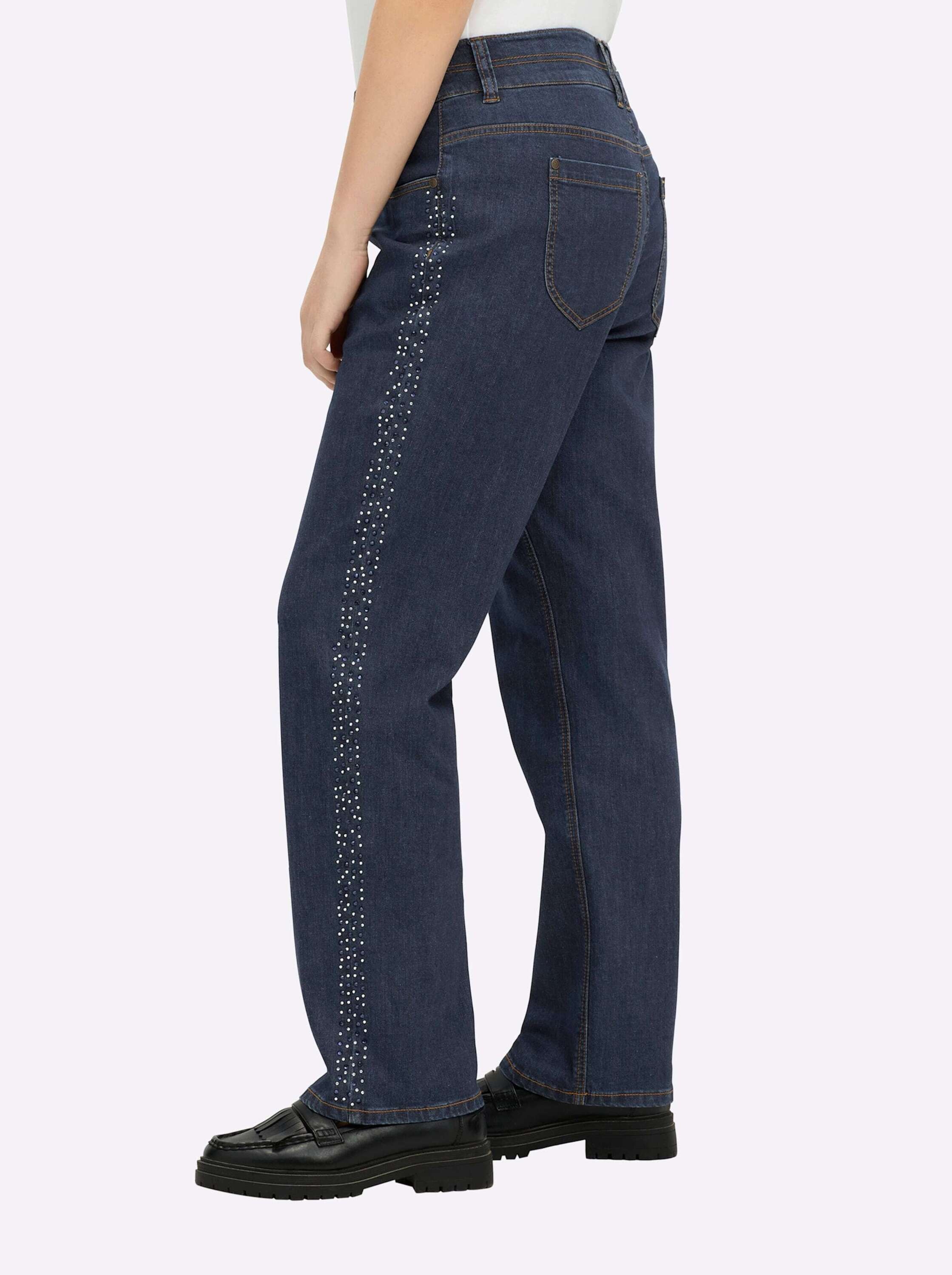 Sheego 5-Pocket-Jeans »Jeans Gerade Jeans mit Glitzersteinchen seitlich«