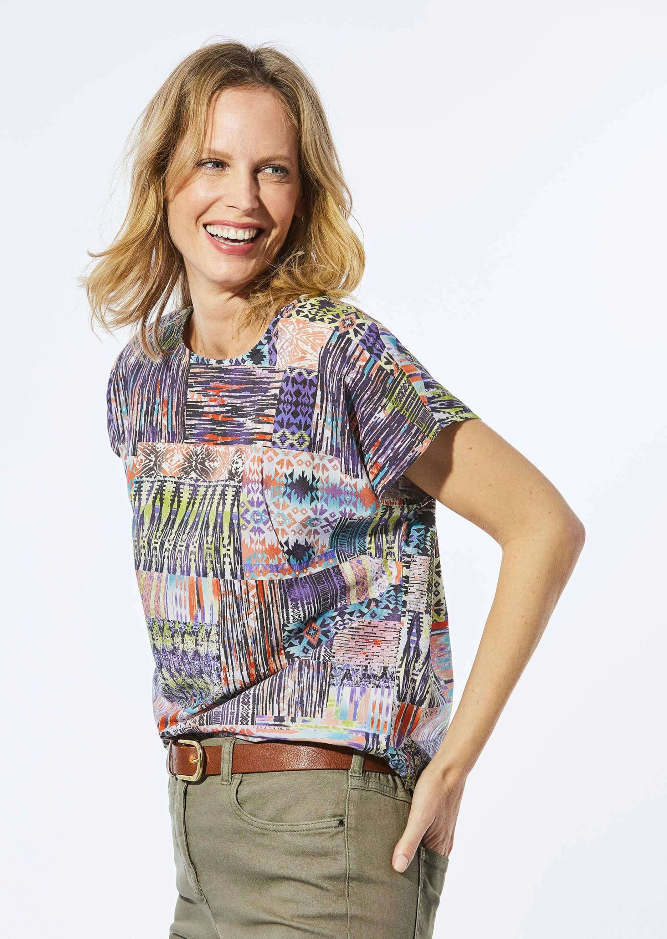 GOLDNER Druckbluse »Kurzgröße Ultraleichte Druckbluse aus reiner Baumwolle«