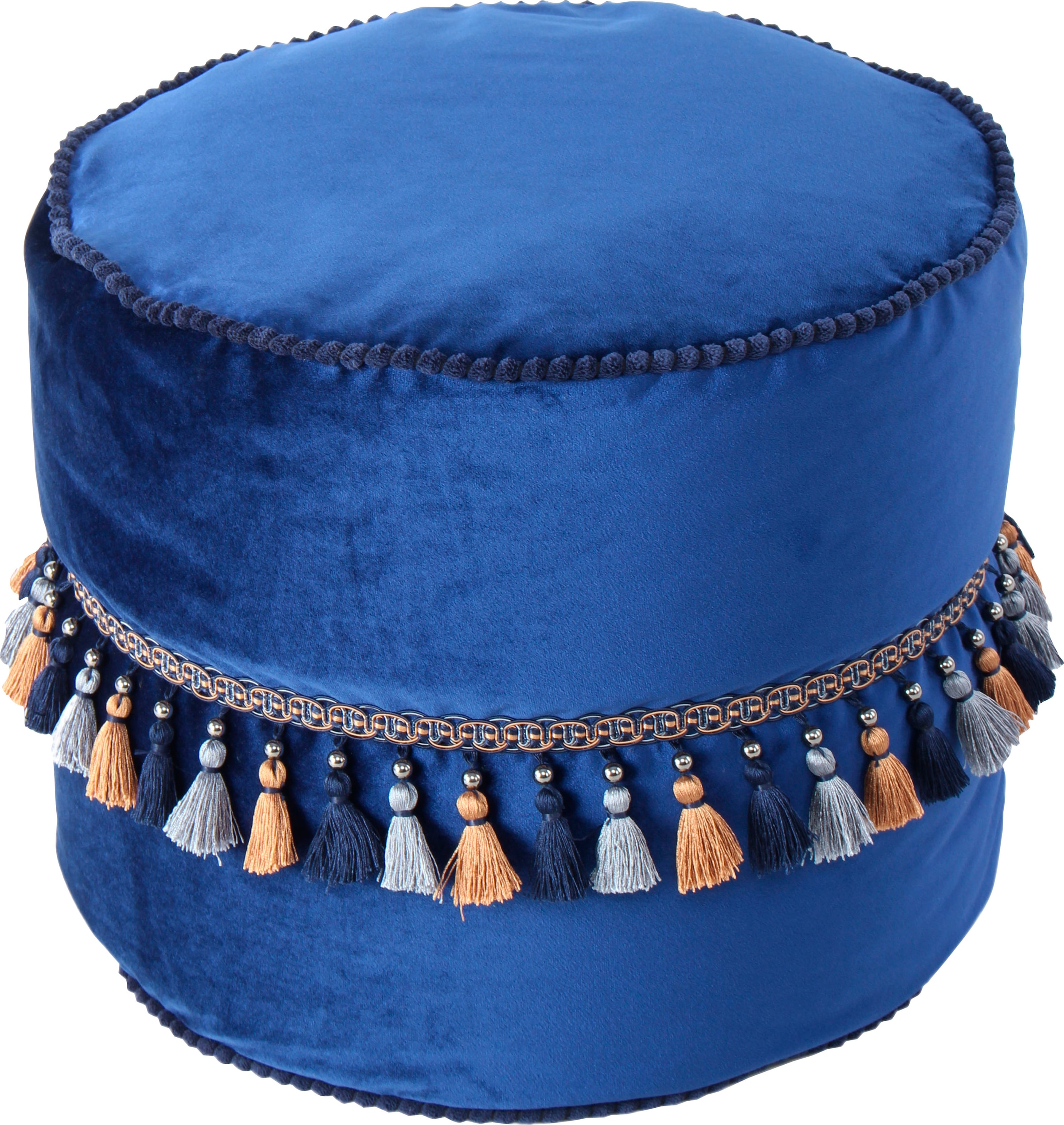 Kayoom Sitzhocker »Pouf Taj Mahal 225, samtweiche Oberfläche«, (1 St.), samtweich, verziert, Füllung aus flexiblen Styroporkugeln