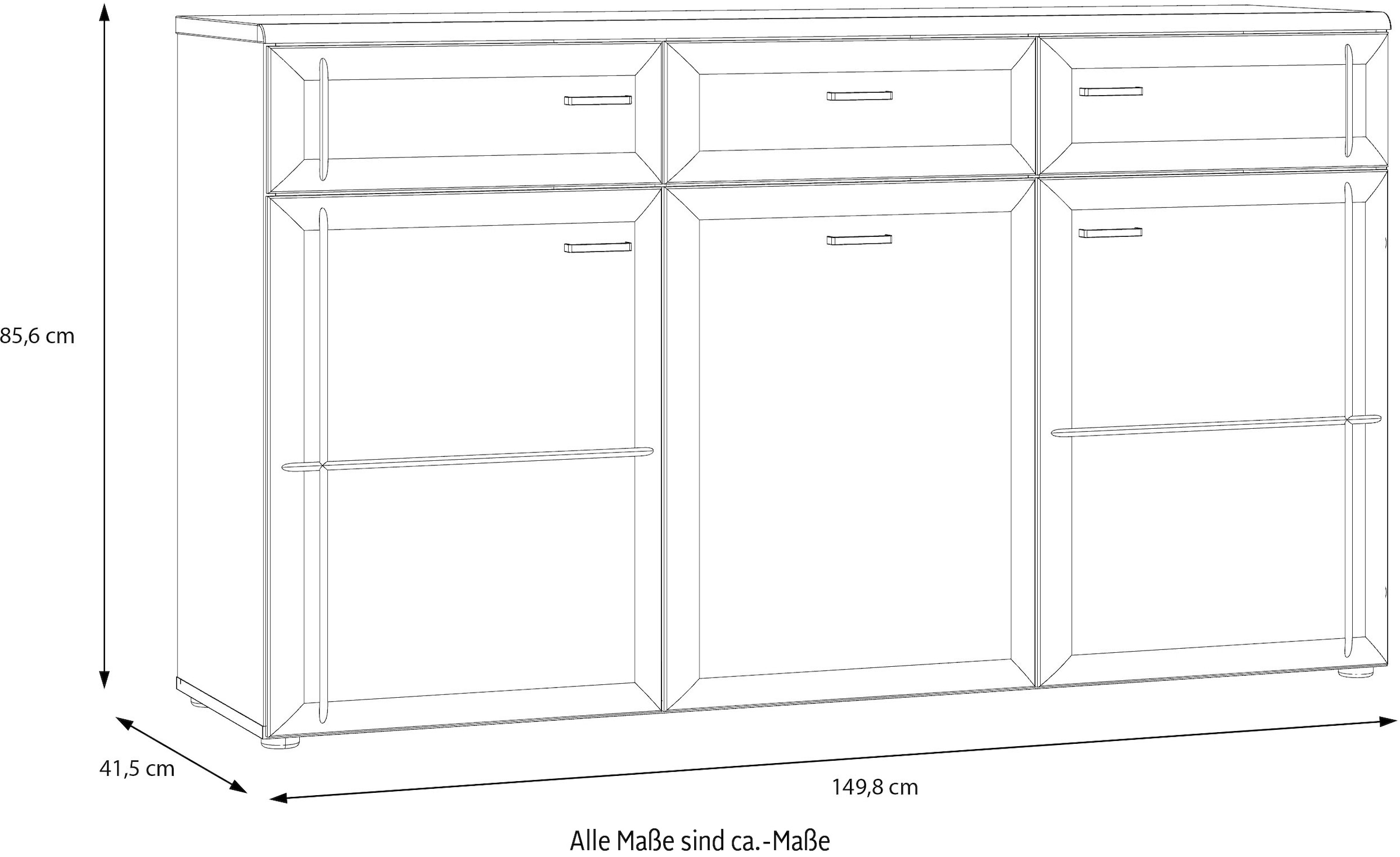 FORTE Sideboard »Akinori«, Sideboard, Holzoptik, MDF Front, Metallgriffe, Soft Close, Vollauszug