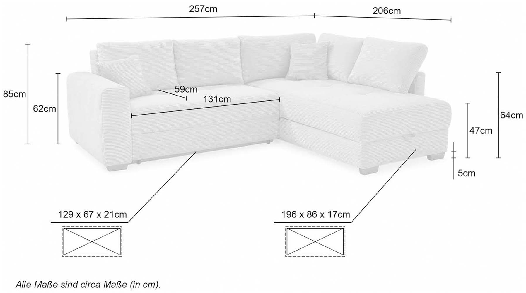 Jockenhöfer Gruppe Ecksofa »Sunset, Dauerschlafsofa mit«, Tonnentaschen-Federkern, 5cm Kaltschaumtopper, flexible montierbar