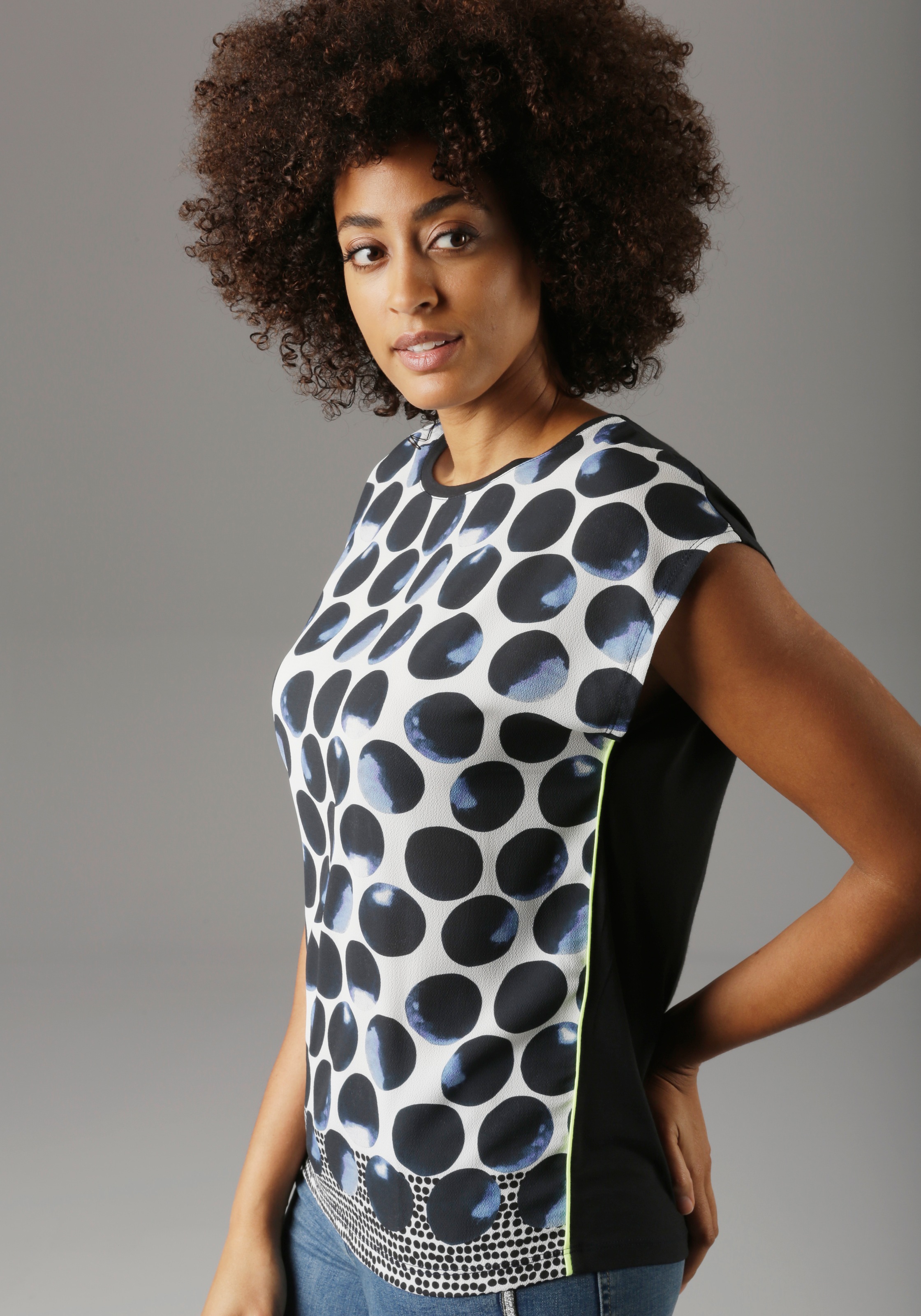 Aniston SELECTED Blusenshirt, mit neonfarbenen Details - NEUE KOLLEKTION