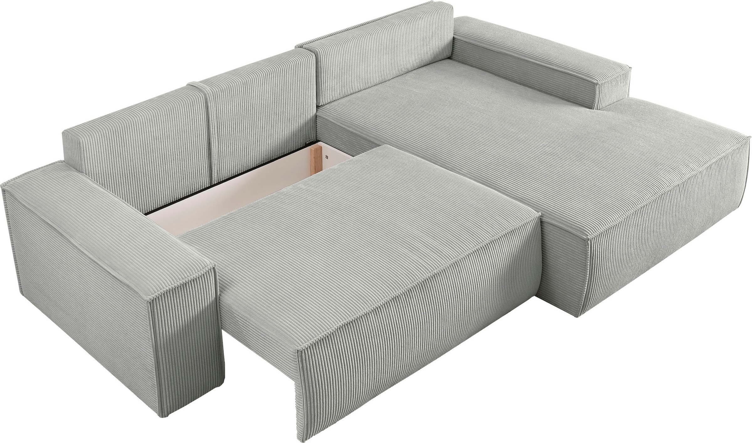 Home affaire Ecksofa SHERWOOD Schlafsofa 267 cm, L-Form, Schlaffunktion mit Bettkasten (210x136 cm), Cord, Vintage, Samtvelours