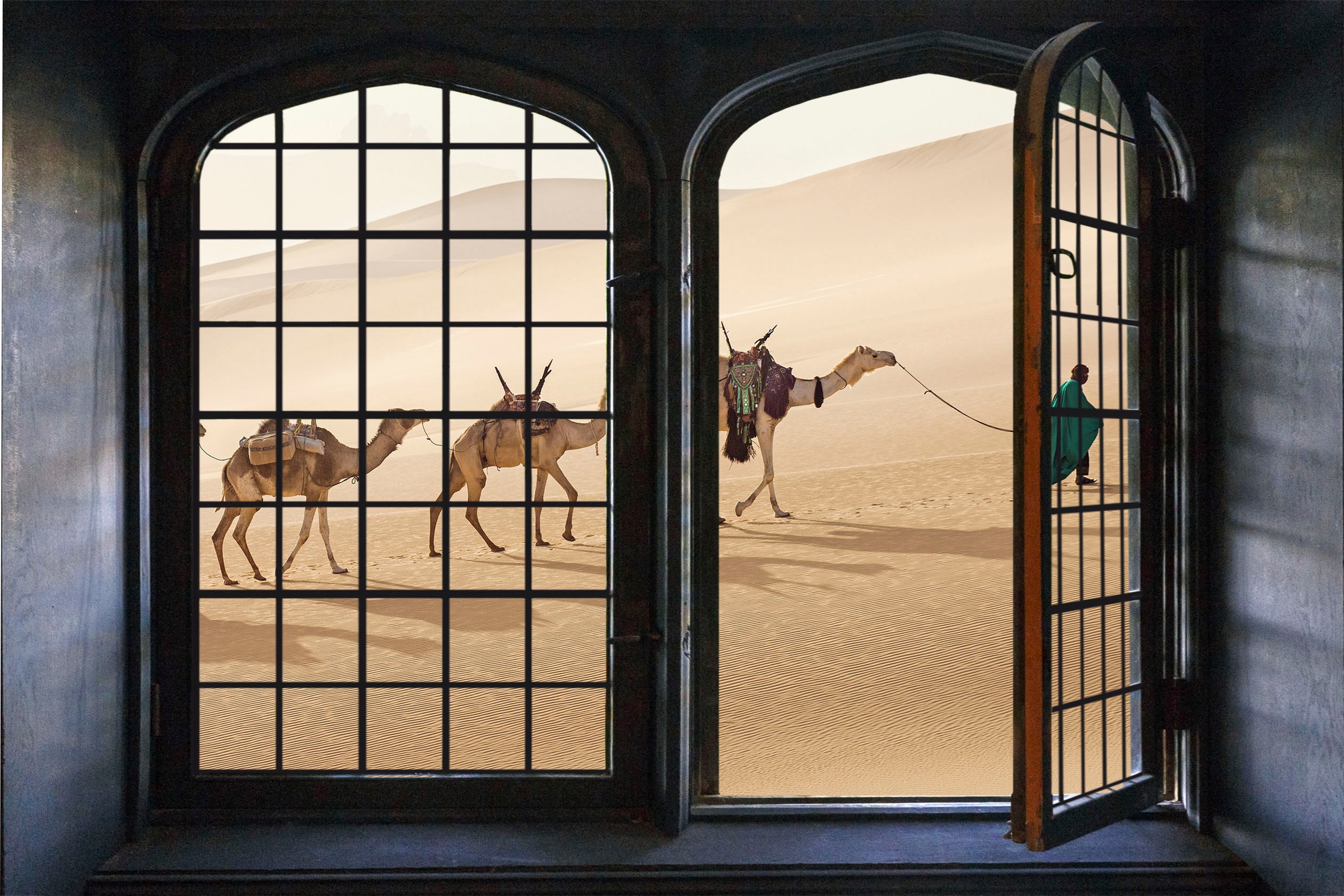 queence Wandsticker »Wüste«, Wandsticker, Wandbild, selbstklebend, 3D, Fenster