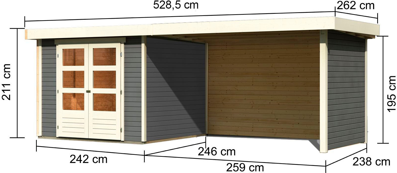 Karibu Gartenhaus »Askola 3,5«, mit Schleppdach, Seiten- und Rückwand