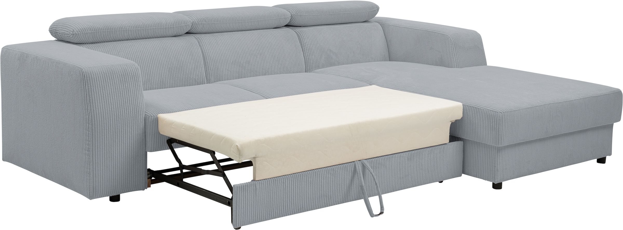 WERK2 Ecksofa »Cherry, modernes Sofa mit Komfortfunktionen, Breite 270cm, L-Form,« bequem, mit verstellbaren Kopfteilen, Schlaffunktion und Bettkasten