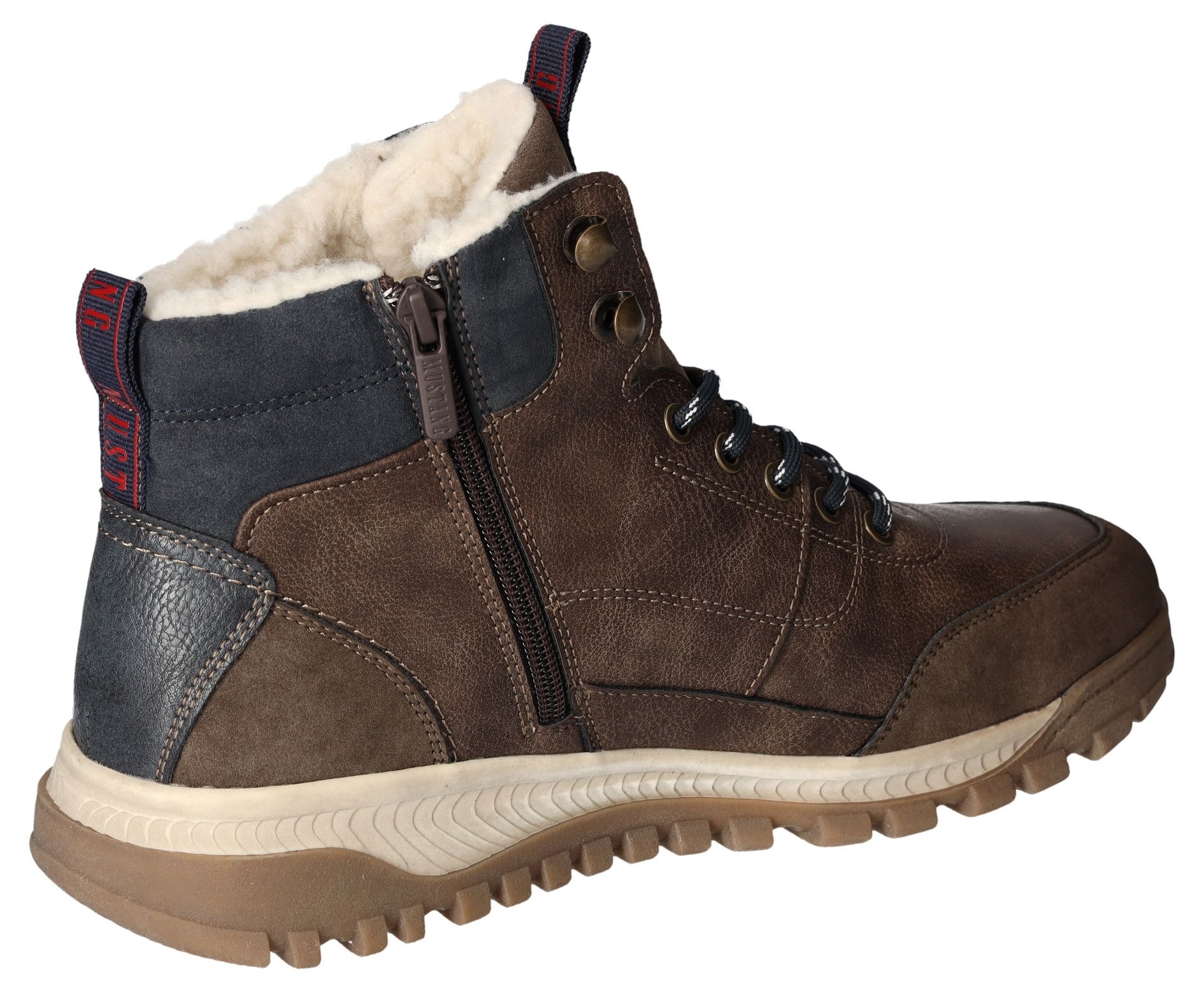 Mustang Shoes Winterboots, Keilabsatz, Schnürboots, Stiefelette mit Kontrastbesatz