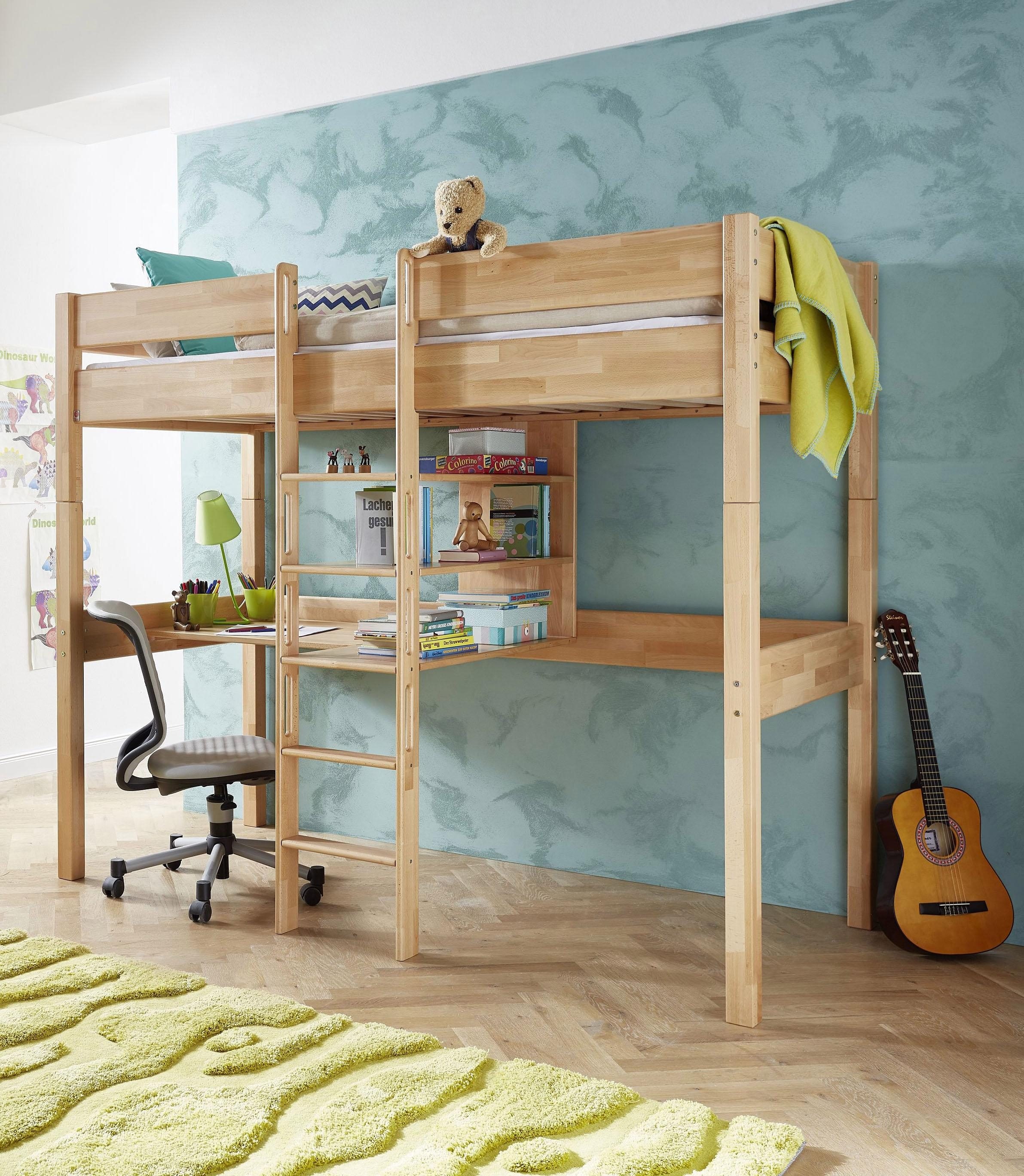 Relita Hochbett »Relita«, Inkl. Rolllattenrost, Schreibtisch, Regal, umbaufähig zum Einzelbett