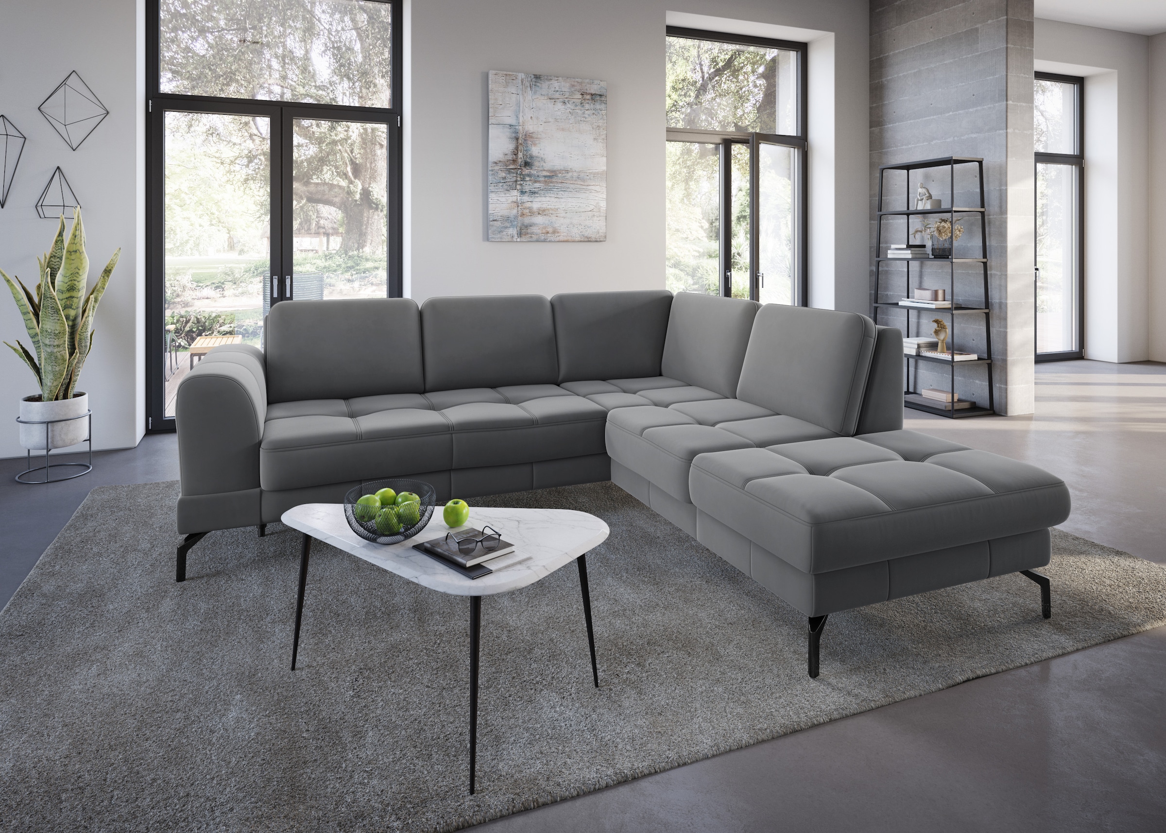 sit&more Ecksofa »Bendigo L-Form« inklusive Sitztiefenverstellung, Bodenfreiheit 15 cm, in 2 Fußfarben