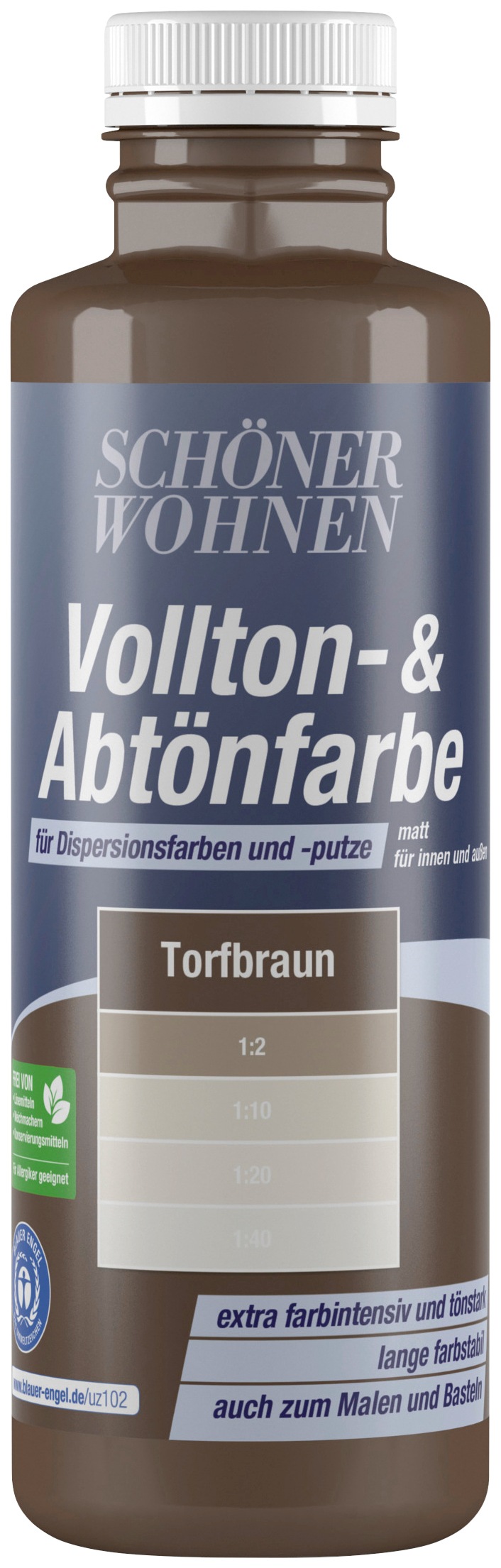 SCHÖNER WOHNEN-Kollektion Vollton- und Abtönfarbe, torfbraun, 0,5 l