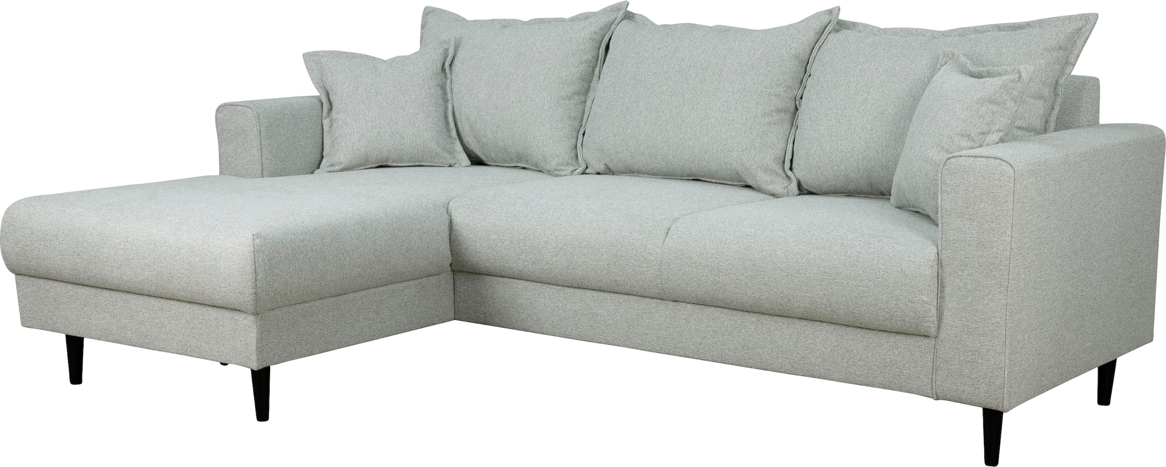 Home affaire Ecksofa »VEYRAS L-Form, hoher Sitzkomfort, Maße B/T/H: 230/150/76 cm«, mit Wellenunterfederung, incl. Rückenkissen und Zierkissen