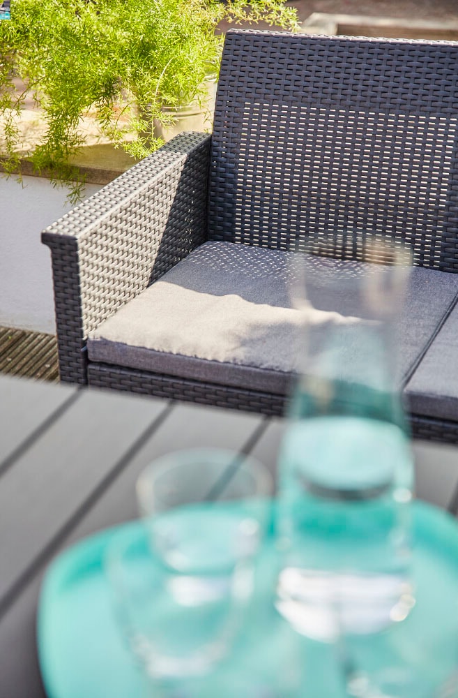 Siena Garden Gartenlounge-Set »Amea«, (4 tlg.), Kunststoff graphit, Sitzkissen aus Polyester in grau