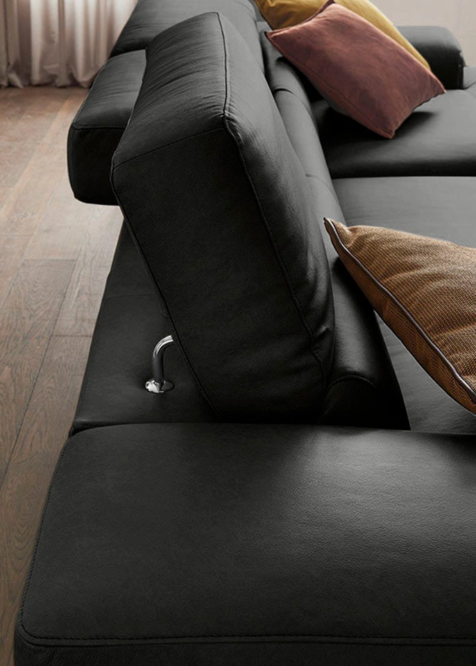 W.SCHILLIG Ecksofa »piedroo, Designsofa mit tollem Sitzkomfort, bequem und elegant, L-Form«, Kopfteilverstellung, wahlweise mit Sitztiefenverstellung, Breite 343cm