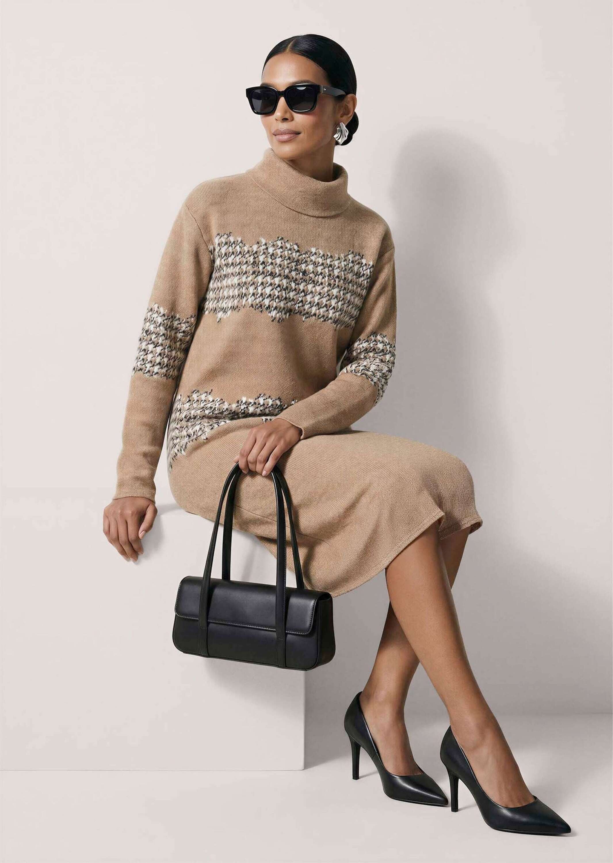 MADELEINE Midikleid »Kleid H-Linien-Kleid mit Hahnentritt« Ohne Tasche