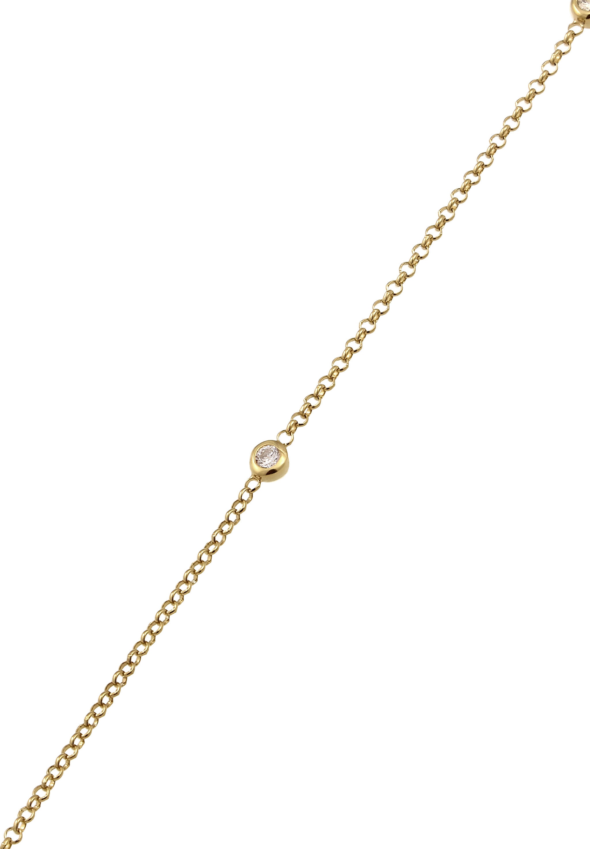 Elli DIAMONDS Silberkette »Halskette Laborgezüchtete Diamanten Weiß (0.035 ct) 375 Gelbgold«