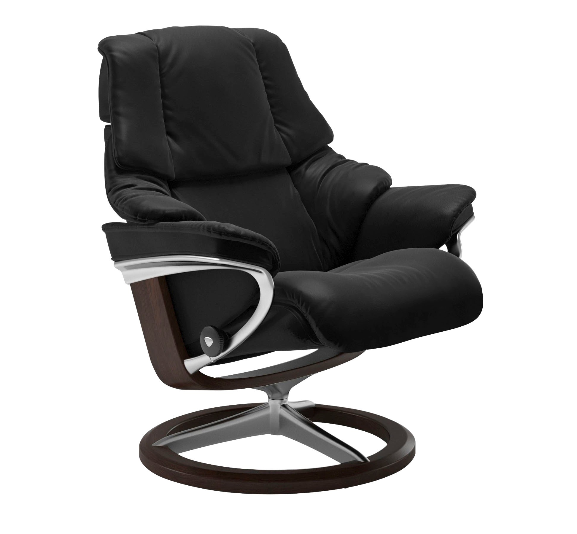 Stressless® Relaxsessel »Reno«, (Set, Relaxsessel mit Hocker), mit Hocker, mit Signature Base, Größe S, M & L, Gestell Braun