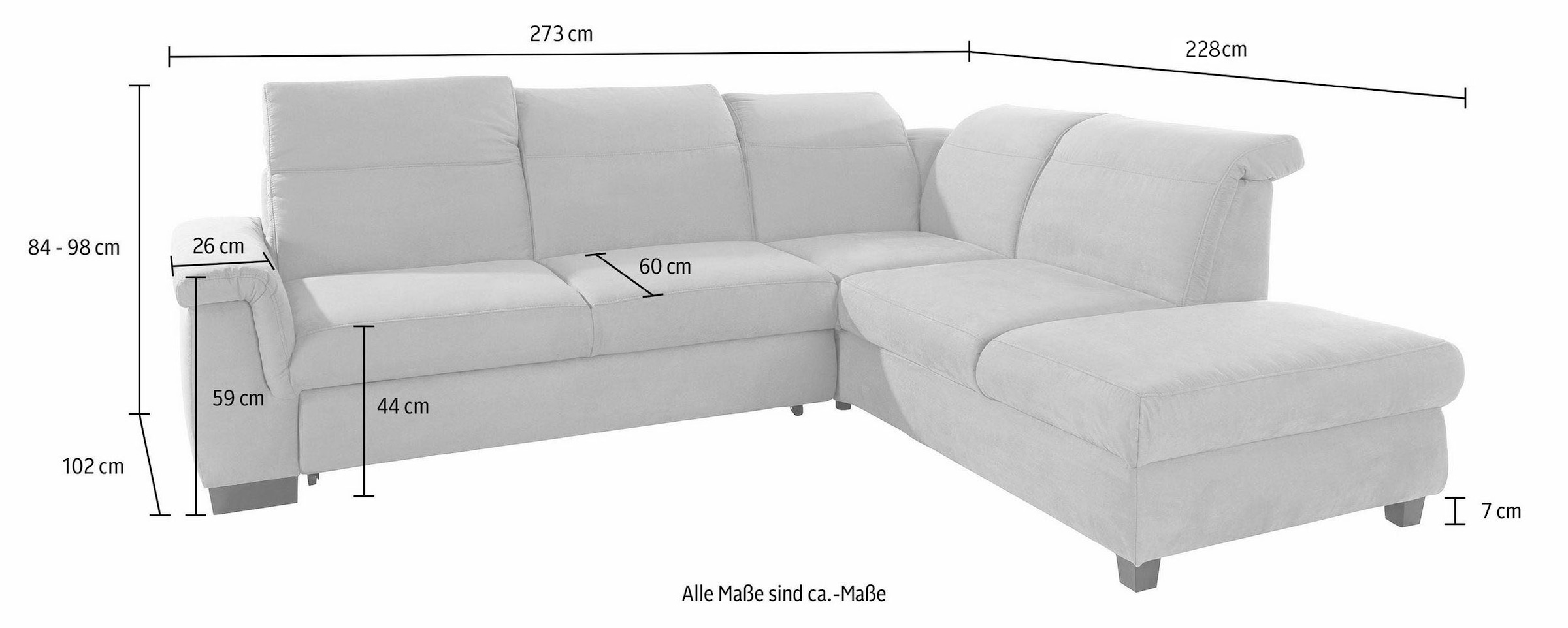 DOMO collection Ecksofa »Sully komfortables Sofa, OTTOs Choice, L-Form«, wahlweise mit Bettfunktion und Kopf- bzw. Rückenverstellung