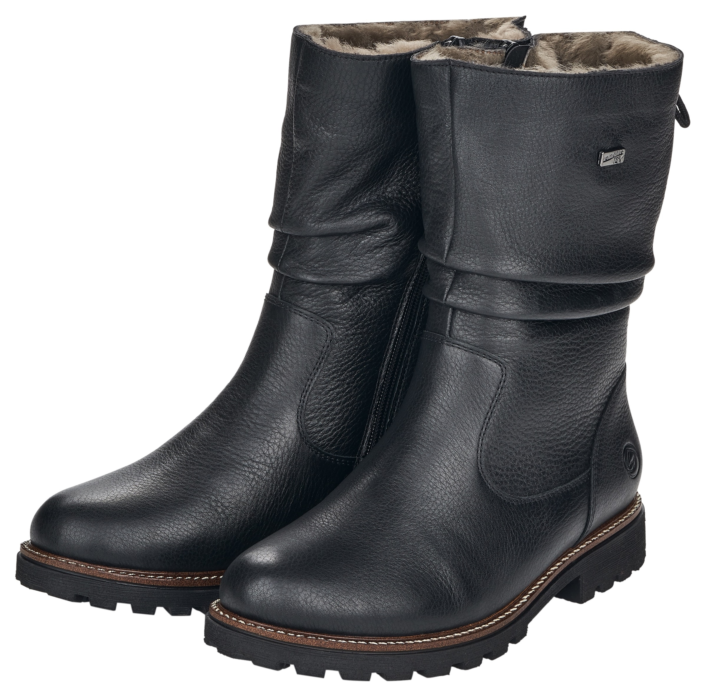 Winterstiefel, Blockabsatz, Winterboots mit Falten am slouchy Schaft, schmale Form