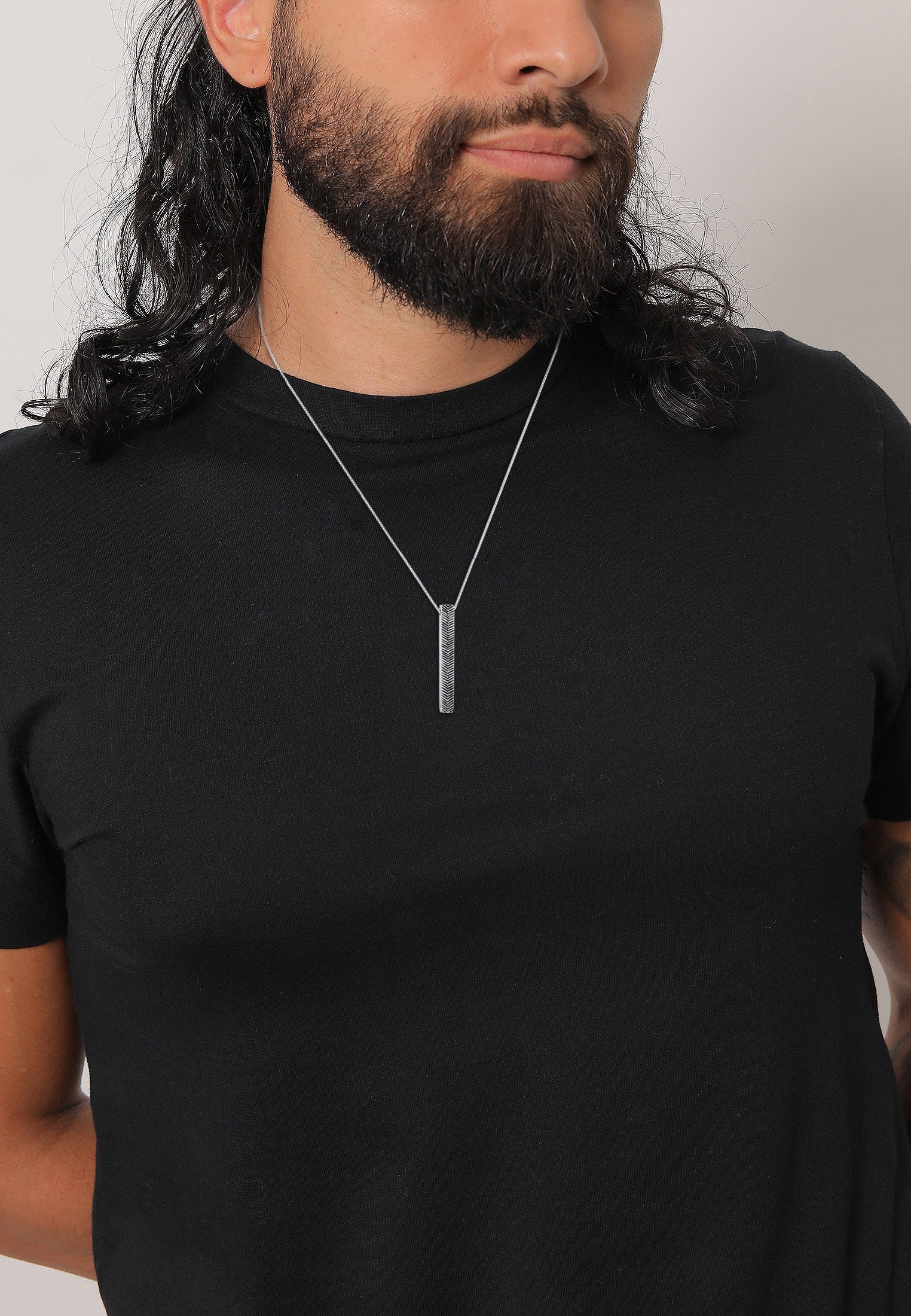 Kuzzoi Lange Kette »Halskette Herren Panzerkette Stab Barren 925 Silber«
