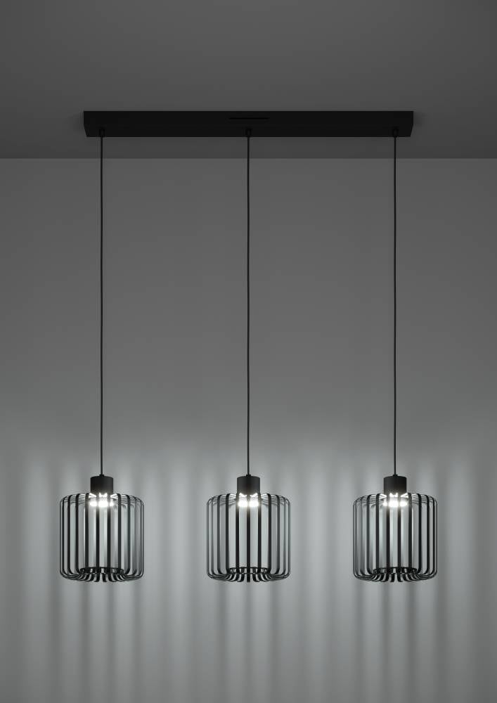 EGLO Hängeleuchte »GINESTRONE-Z Hängelampe schwarz, ZigBee 3.0, Timer, Pendelleuchte,«, 3 flammig, Leuchtmittel LED-Modul | LED fest integriert, App/Sprachsteuerung Alexa, 90x20x110cm, exkl. Fernbedienung, 3-flammig
