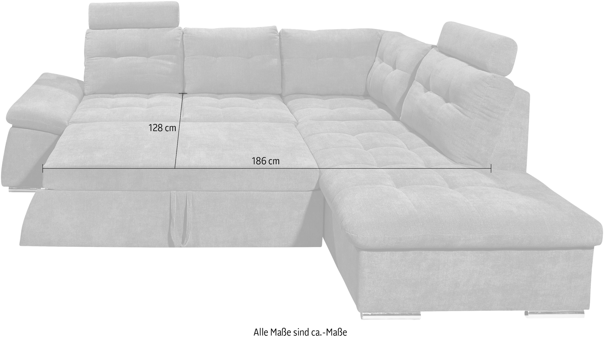 ED EXCITING DESIGN Ecksofa »Nalo L-Form«, mit Bettfunktion, Armteilverstellung, Kopfstützen & 2 Nierenkissen