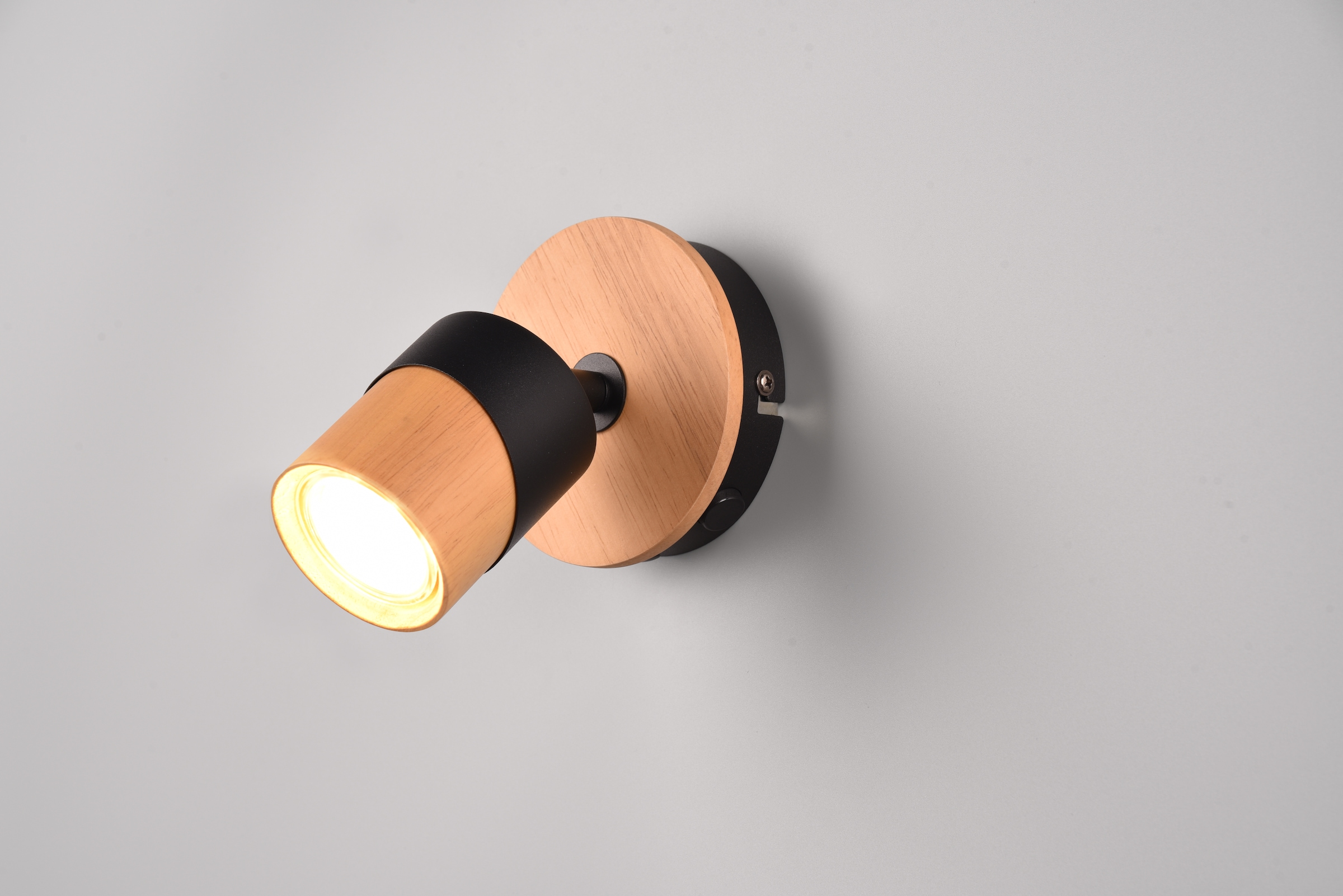 TRIO Leuchten Deckenstrahler »ARUNI, Spot 1-flammig Wandspot Deckenspot exkl 1x GU10 max 10W«, 1 flammig, Leuchtmittel GU10 | Leuchtmittel wechselbar, Wandstrahler mit ON/OFF-Schalter Materialmix Holz / Metall verstellbar