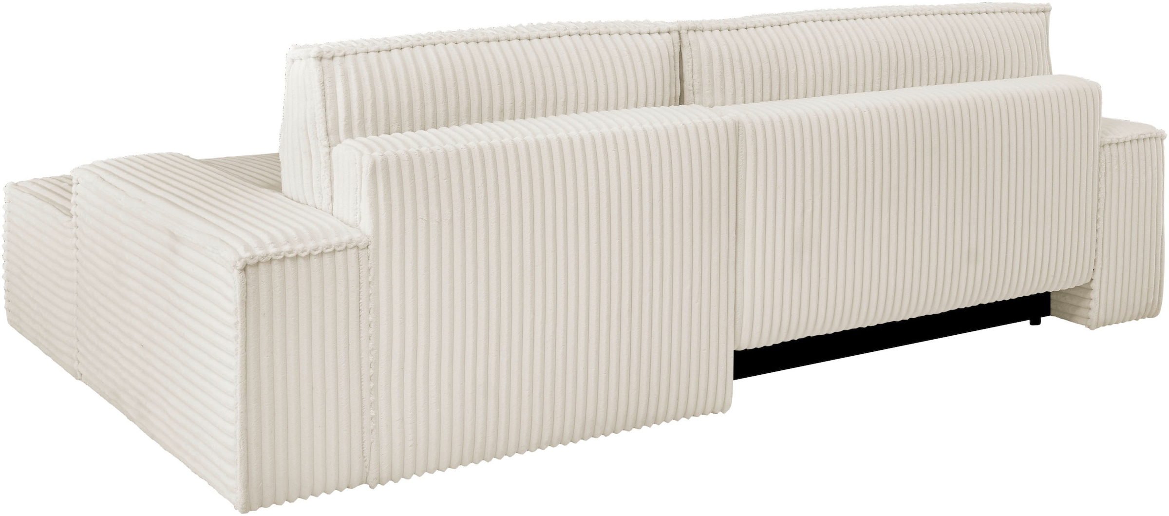 andas Ecksofa »Finnley Schlafsofa 267 cm in Bouclé, Struktur fein u. Cord, L-Form,«, Schlaffunktion m. Bettkasten (136/210 cm), Bouclé, Struktur und Cord