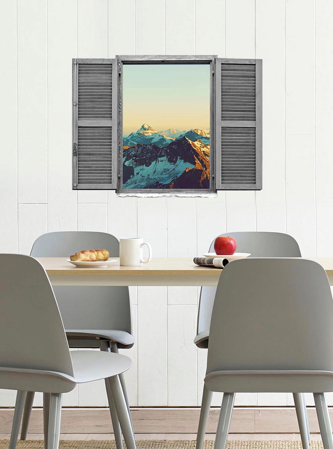 queence Wandtattoo »Berge«, (1 St.), Wandsticker, Wandbild, selbstklebend, 3D, Fenster