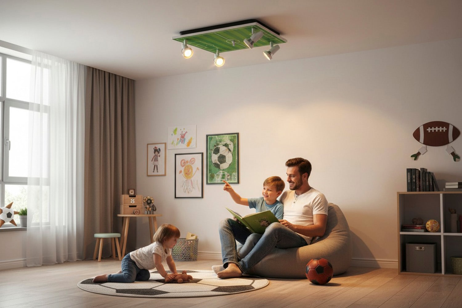 niermann Deckenleuchte »Strahler Fußballfeld, Kinderzimmer, Kinderlampe« GU10 1 Stk. 4 verstellbare Spots, Made in Germany