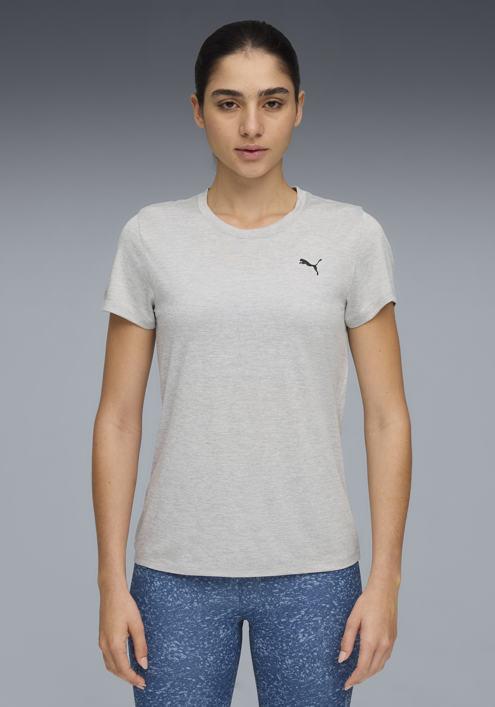 PUMA Trainingsshirt »W TAD ESSENTIAL HEATHER TEE« gerade Schnittform, kurze Ärmel, Trainings-T-Shirt