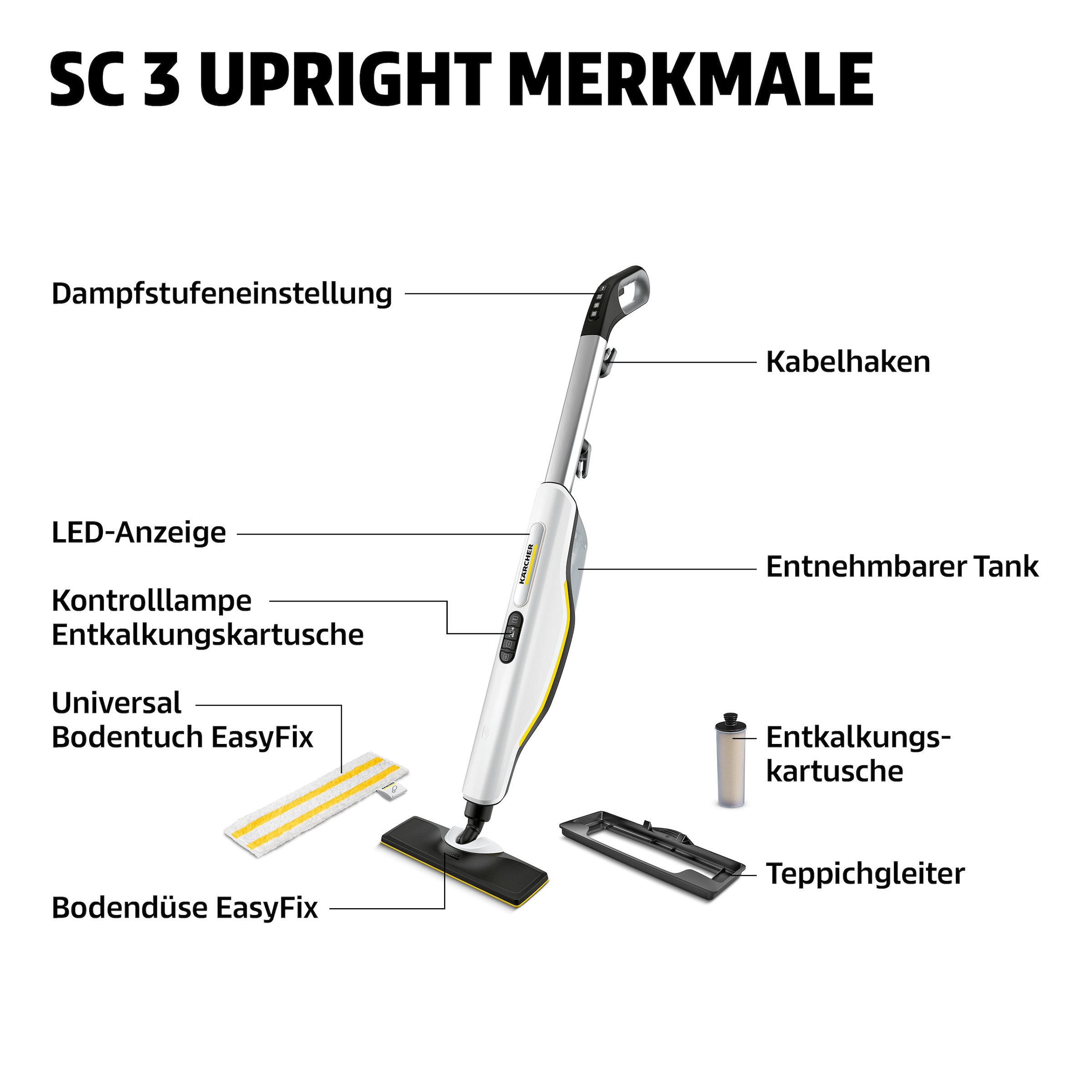 KÄRCHER Dampfmopp »SC 3 UPRIGHT« Aufheizzeit: 0,5 min., Flächenleistung: ca. 60m², Heizleistung: 1.600W