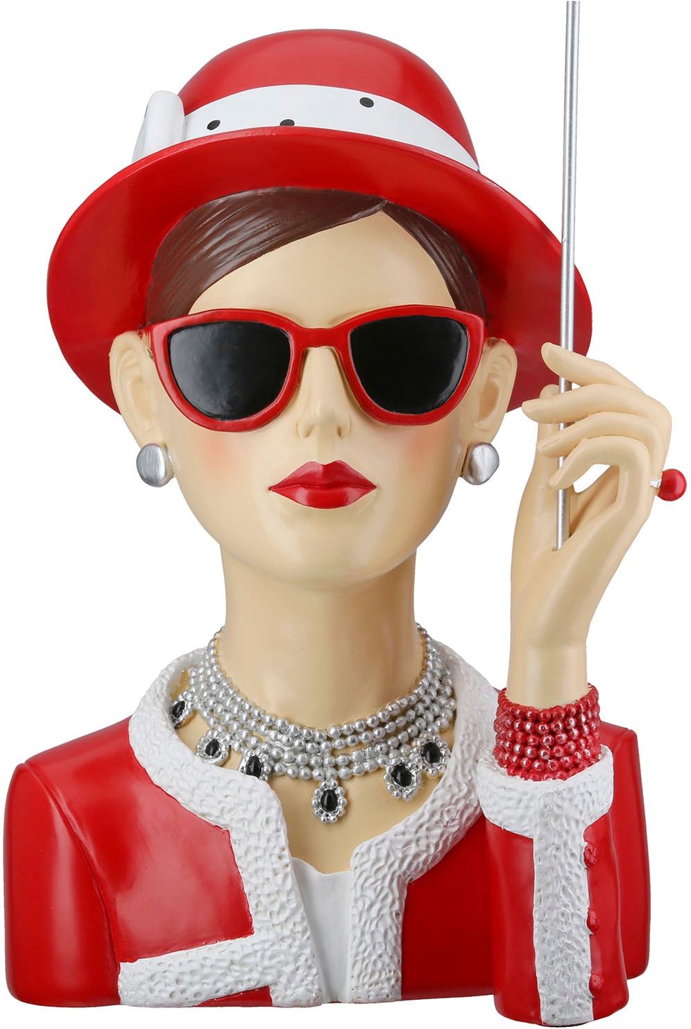 GILDE Schmuck Etagere »Figur; Schmuckständer Frau Chloe rot; silberfarben H. 39,5 cm«, (1 St.)