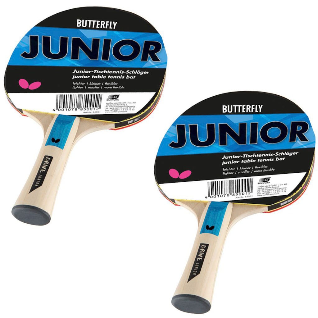 Butterfly Tischtennisschläger »2er Set Butterfly Junior, Schläger Racket Bat«, (1 tlg.)
