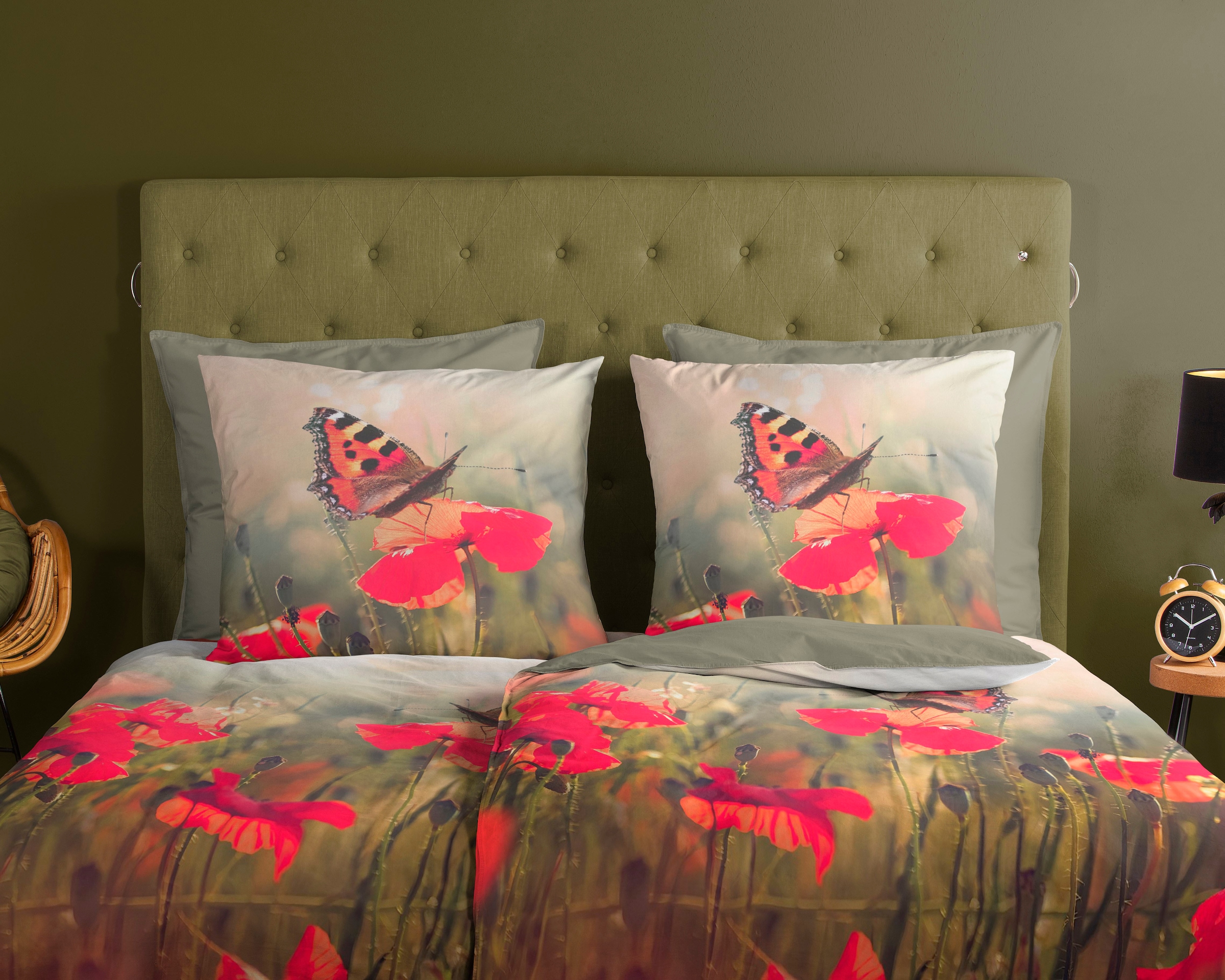 good morning Wendebettwäsche »Poppies«, 100% Baumwolle, 135x200, 2 Teilig, Reißverschluss, Wendeoptik, Poppy