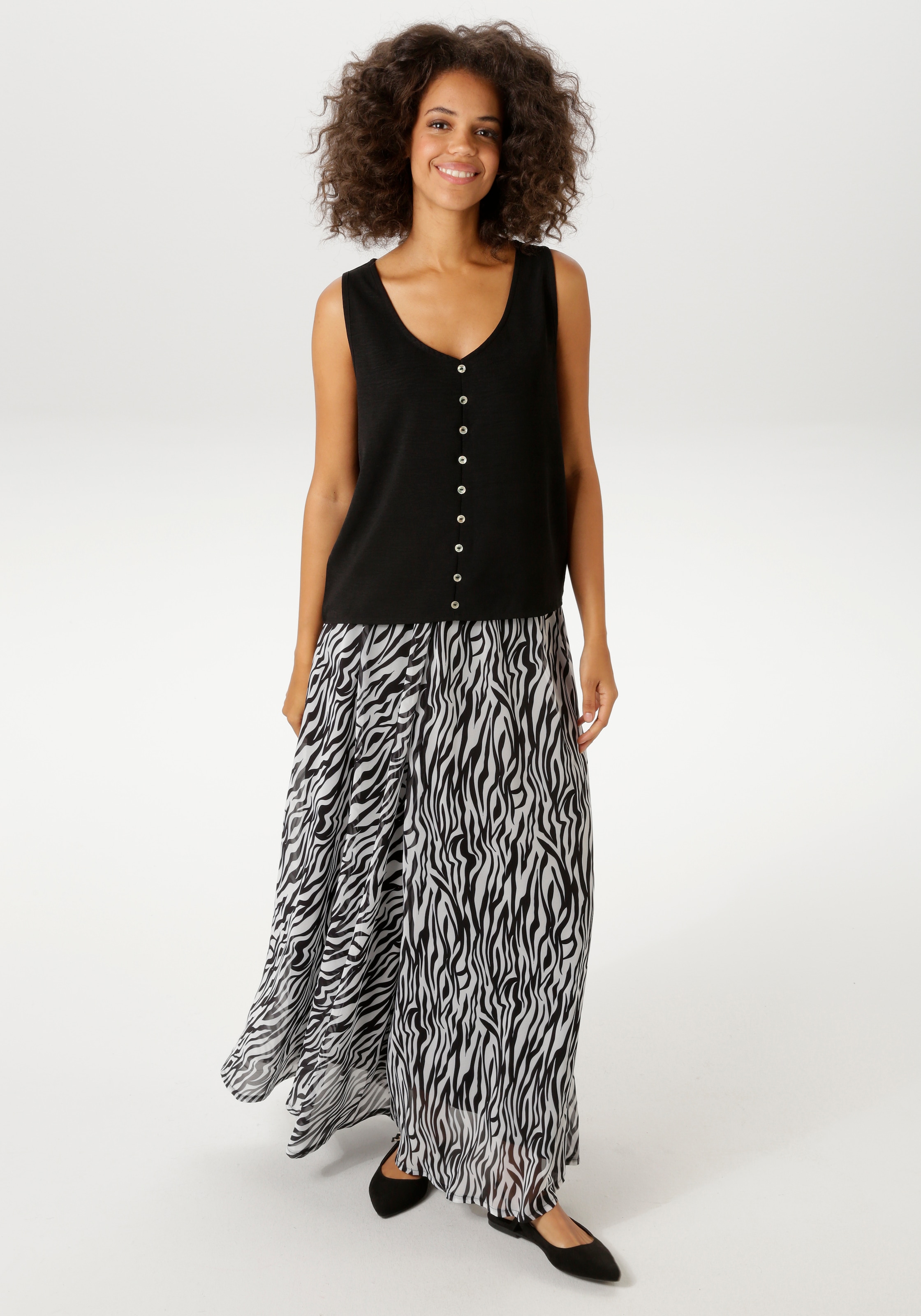 Aniston CASUAL Blusentop in Leinen-Optik - NEUE KOLLEKTION