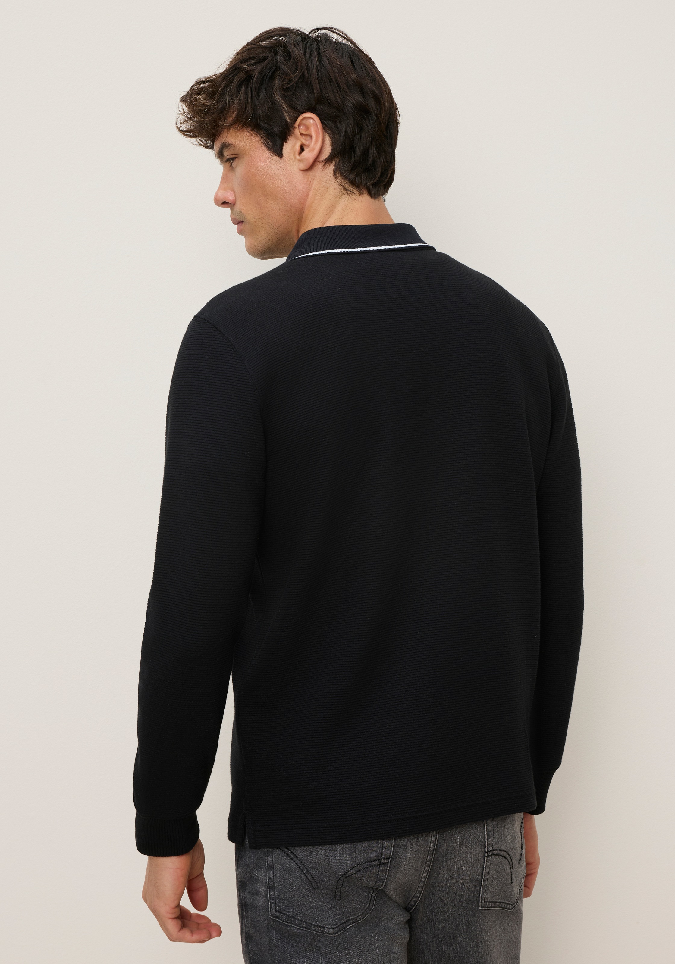Man's World Sweatshirt , mit Polokragen, aus Baumwolle und Polyester, in unifarbener Optik
