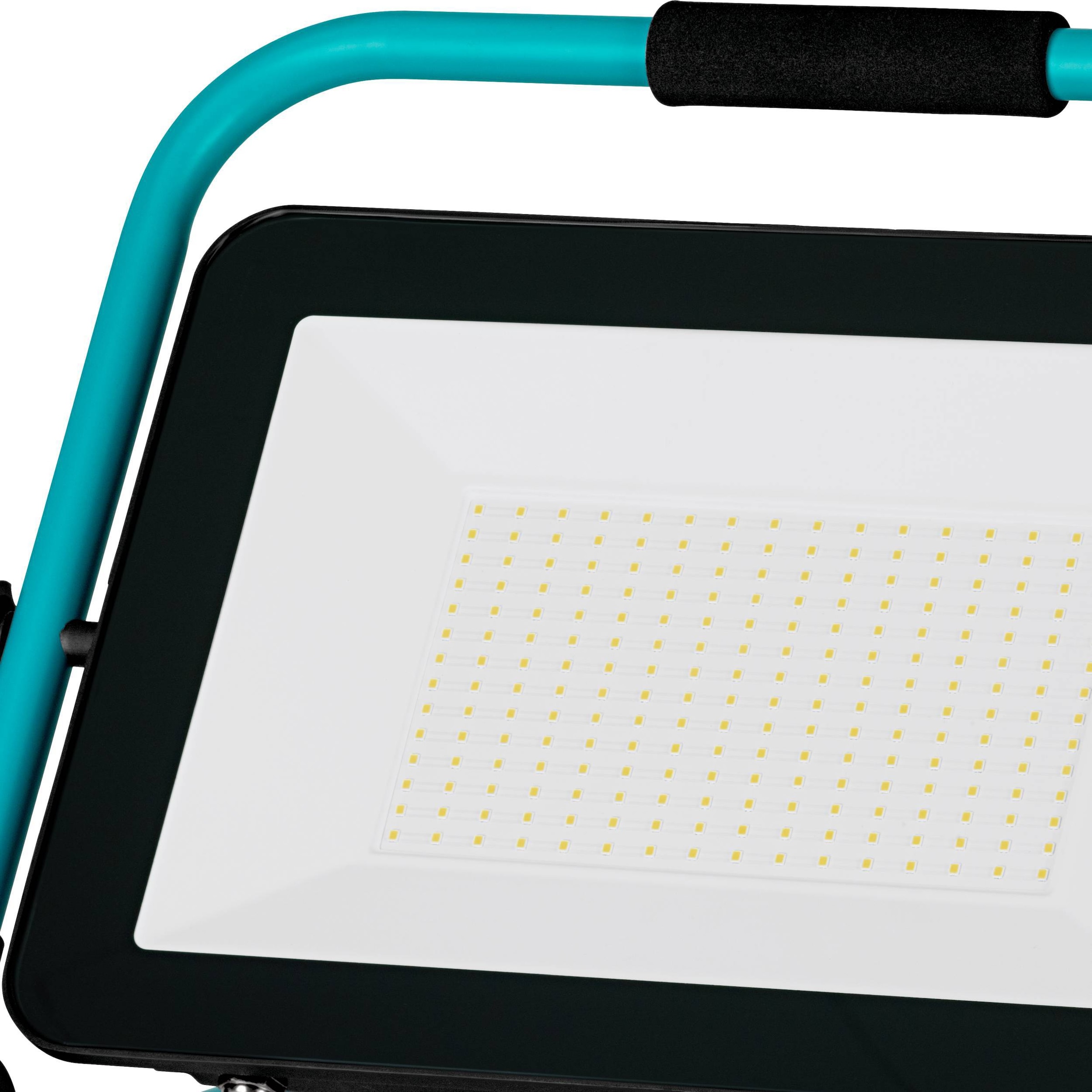 EGLO LED Wandstrahler »Avelar Strahler, tragbare Arbeitsleuchte, Arbeitsscheinwerfer, IP65« LED-Modul 1 Stk. Neutralweiß Stehleuchte - L36 x B22 x H38 cm - schwarz, türkis - 150W inkl.