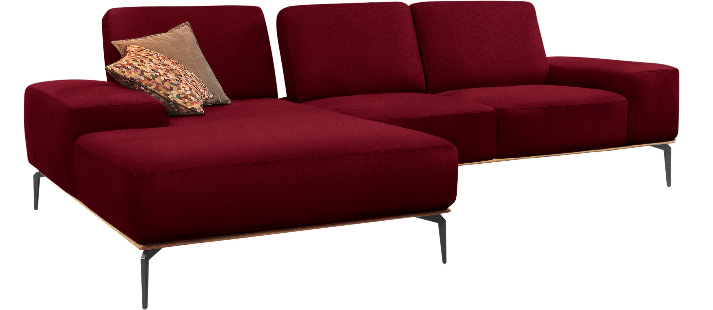 W.SCHILLIG Ecksofa »run, Designsofa mit tollem Sitzkomfort, bequem, L-Form«, mit Holzsockel, Füße in Schwarz pulverbeschichtet, Breite 279 cm