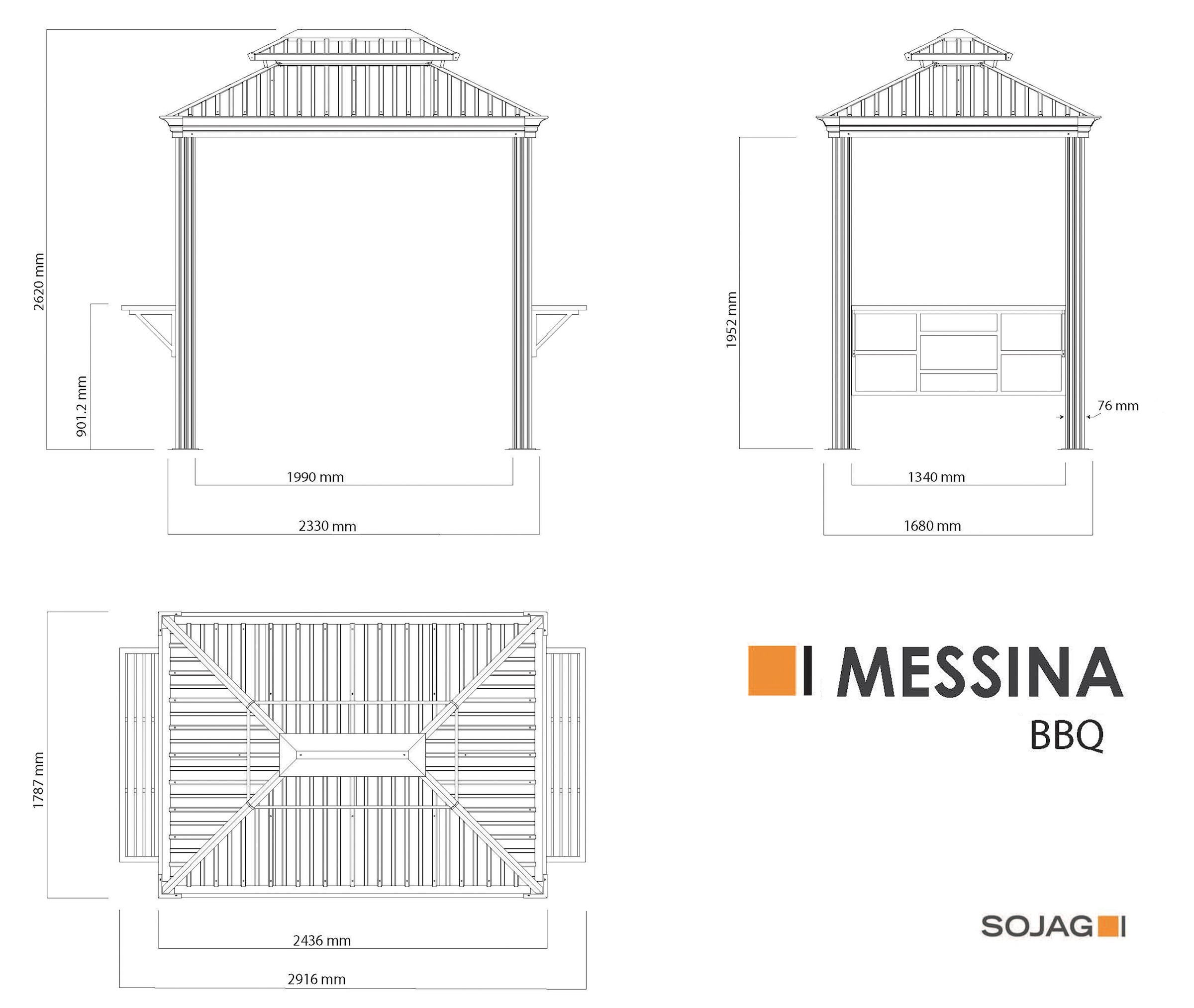 Sojag Grillpavillon »BBQ Messina«, BxT: 179x292 cm