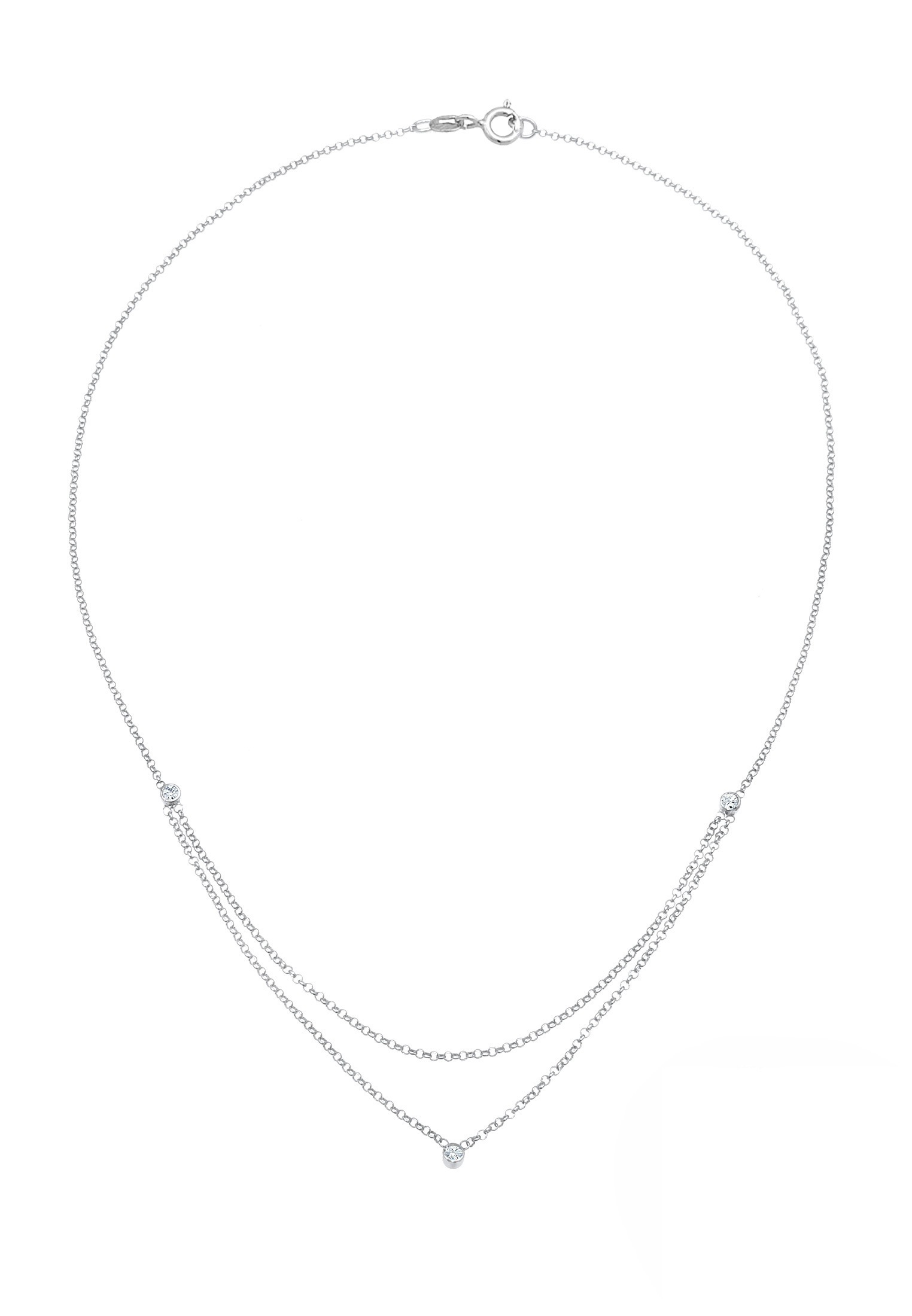 Elli Silberkette »Halskette Erbskette Layer Kristalle 925 Silber«