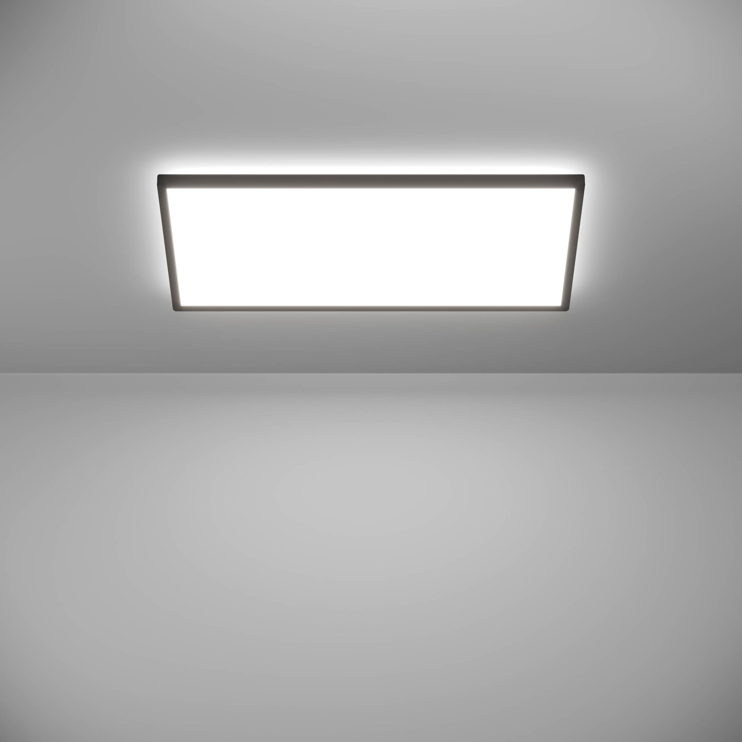 EGLO Deckenleuchte »Rovito Deckenlampe, Deckenbeluchtung, Badlampe Decke, Kunststoff, IP44« LED-Modul 1 Stk. Kaltweiß | Neutralweiß | Warmweiß Wand-/Deckenleuchte - L57 x B30 x H3 cm - schwarz - 17,2W inkl.