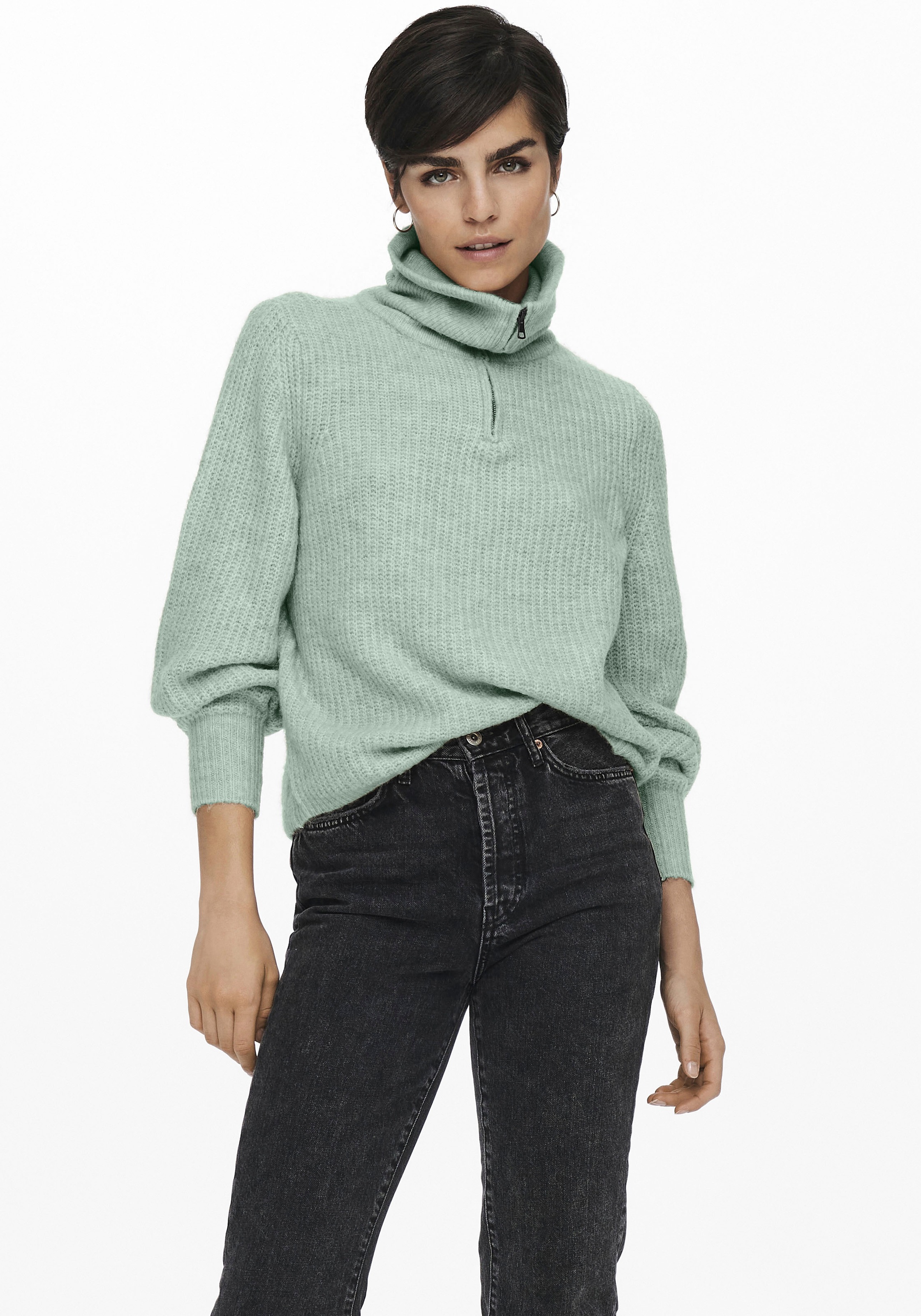 Only Rollkragenpullover »ONLKARINNA L/S ZIP PULLOVER«, mit Wollanteil