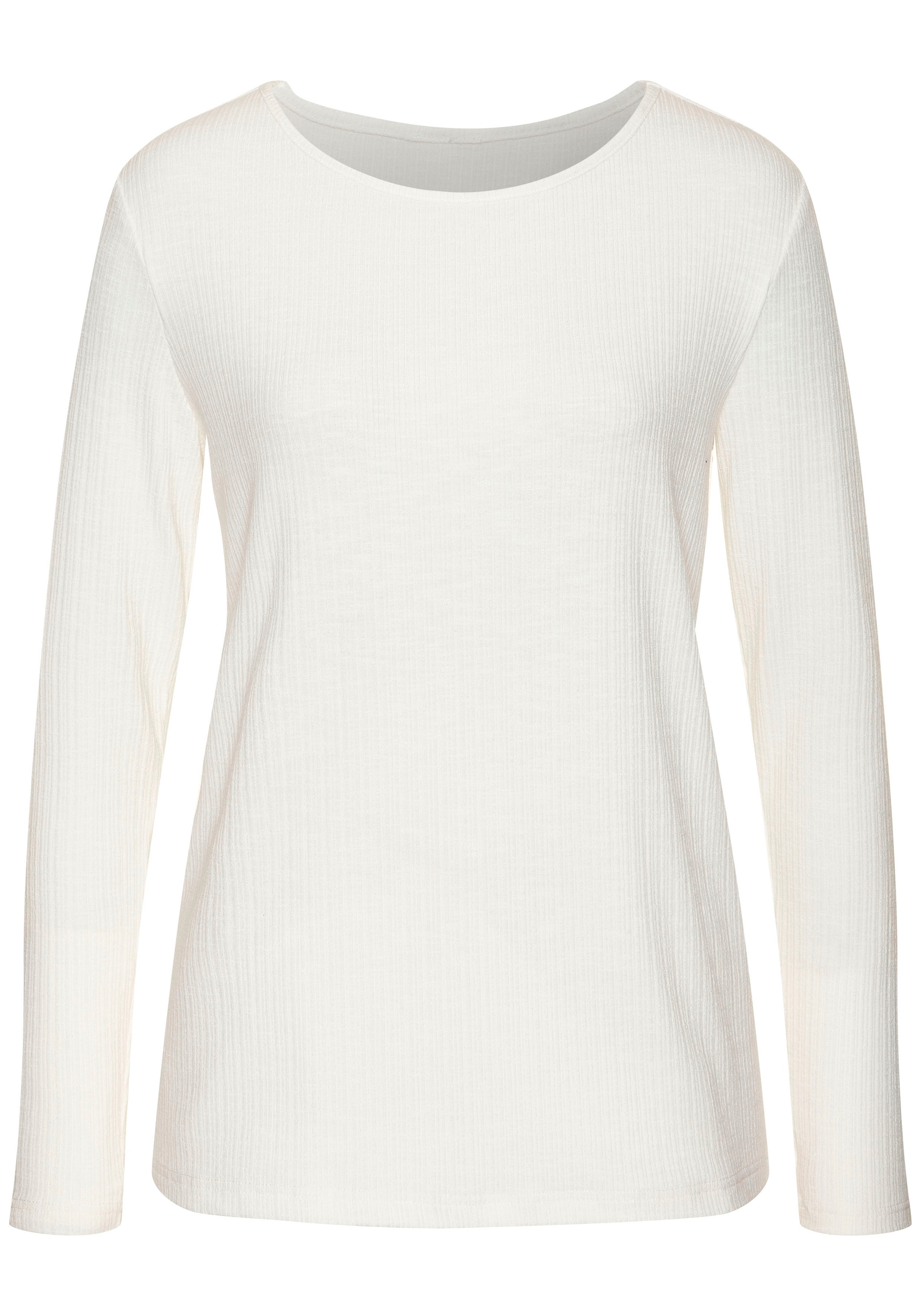 Vivance Langarmshirt »mit modischer Rippstruktur«, (2er-Pack), aus weichfließender Qualität mit Viskose