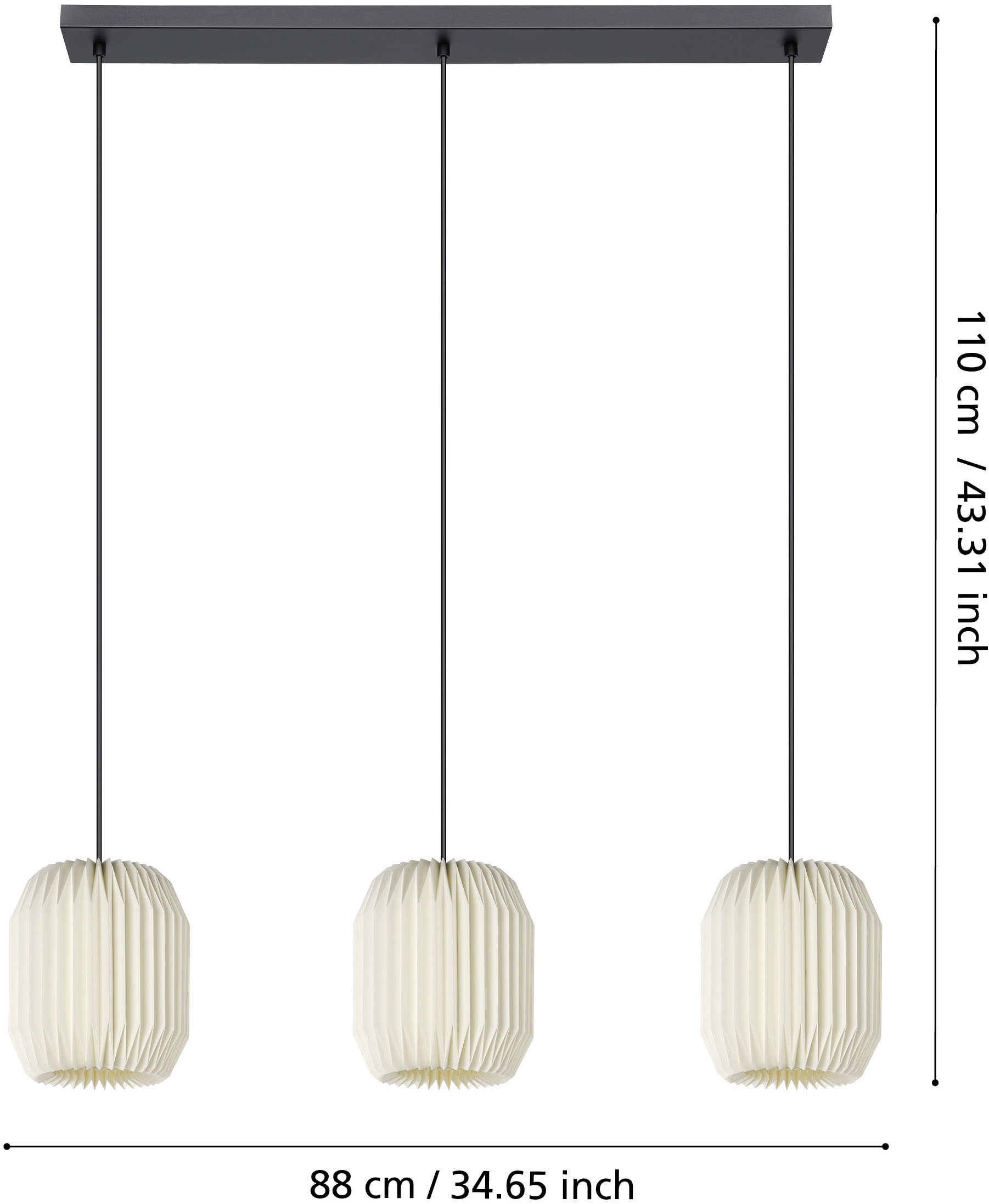 EGLO Hängeleuchte »BELGRAVE Pendellampe - Stahl - E27 - 3X40W - IP20« E27 1 Stk. Hängelampe, Deckenlampe, Wohnzimmer, Esszimmer, L88 x B18 x H110 cm