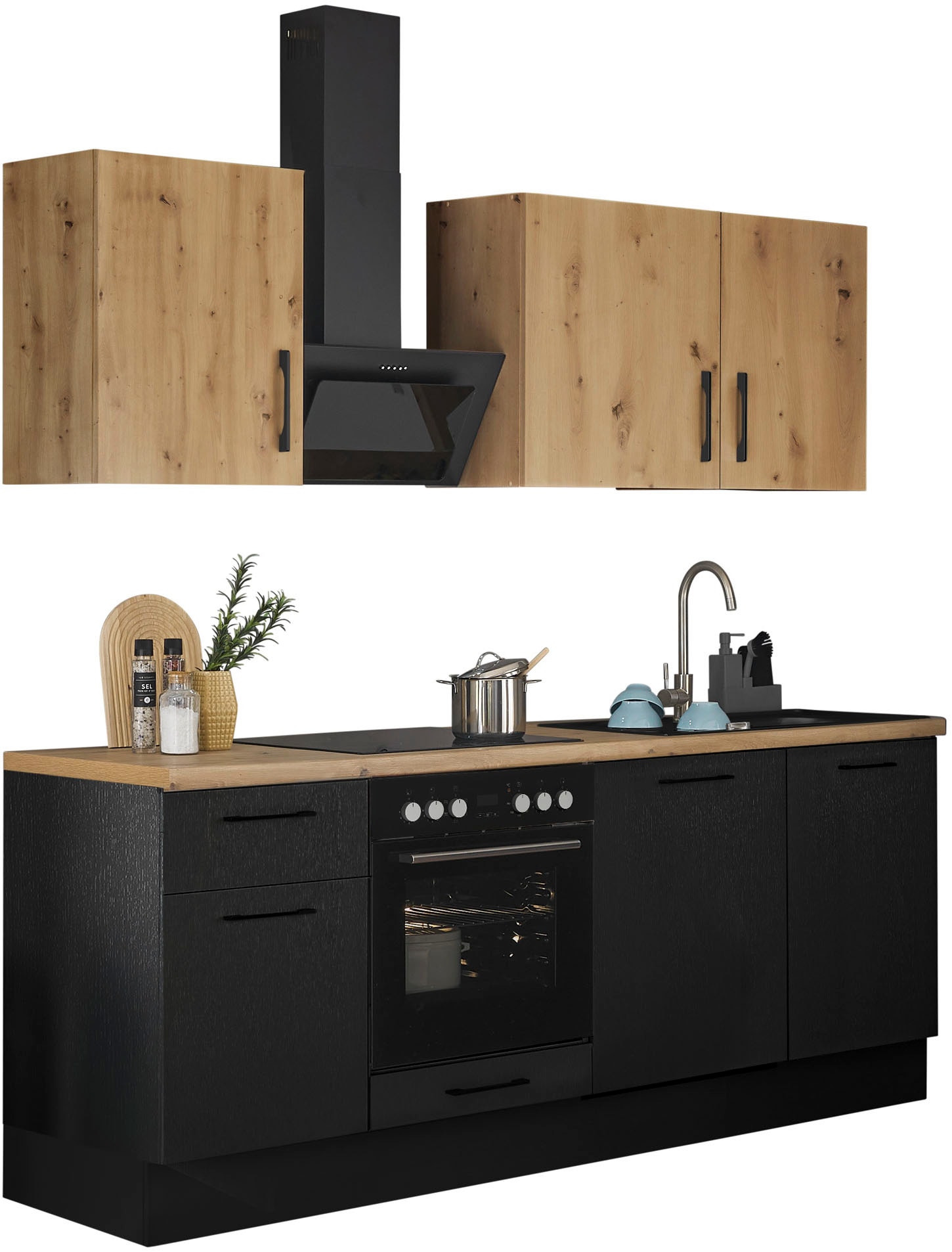 BASIC by Balculina Küchenzeile »Turin«, Breite 220 cm, wahlweise mit E-Geräten