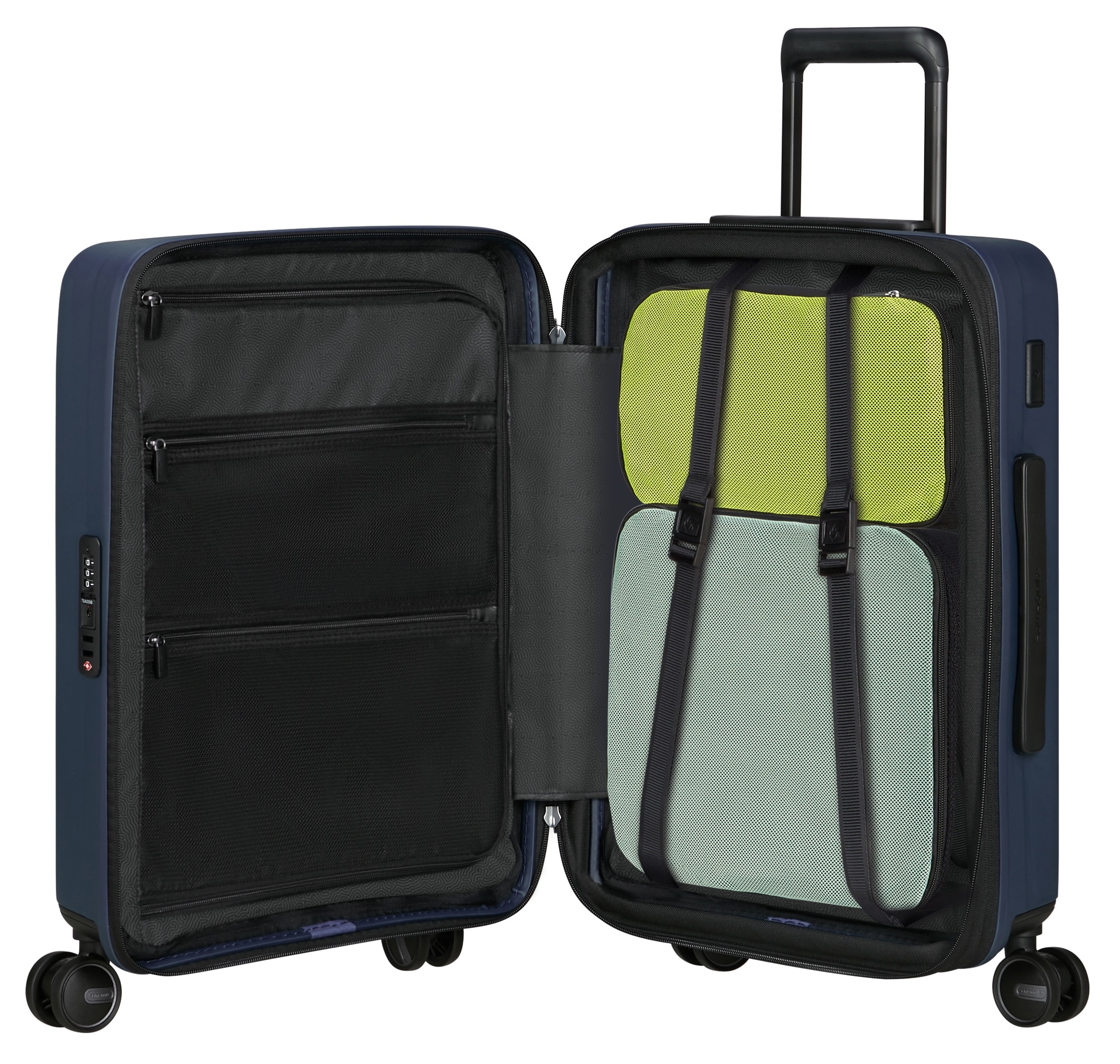 Samsonite Hartschalen-Trolley »RESTACKD 55 inkl. 2 Packtaschen«, 4 St. Rollen, Handgepäckkoffer mit TSA Schloss Volumenerweiterung